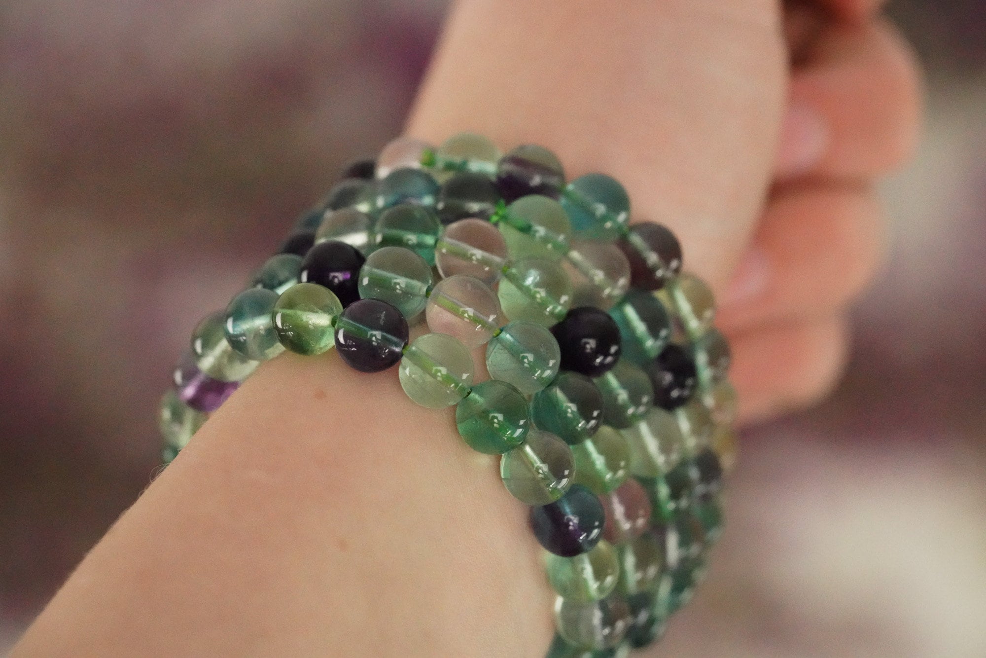 Rainbow Fluorite Bracelet 8mm Round Beads