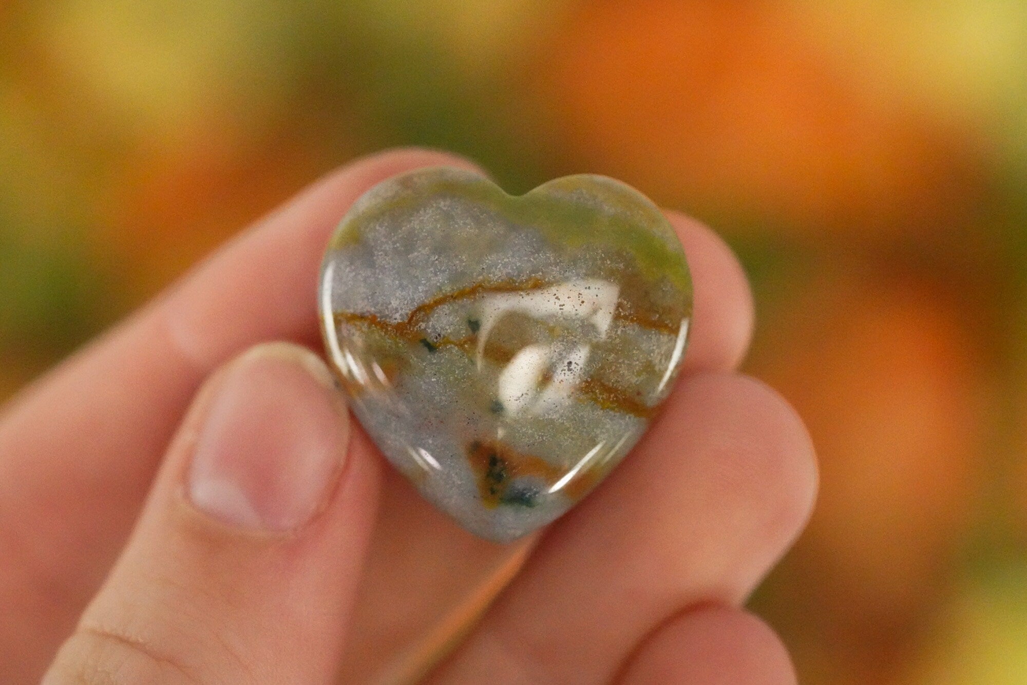 Small India Agate Crystal Heart