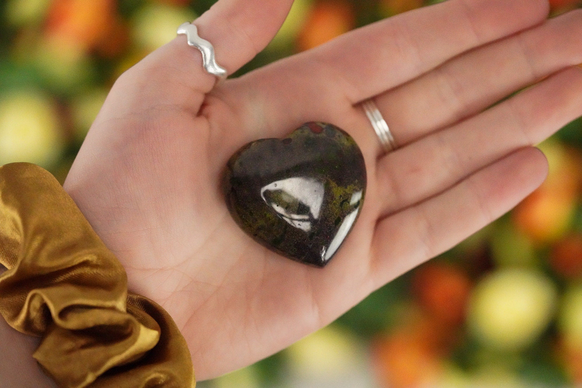 Large Dragon Blood Stone Crystal Heart