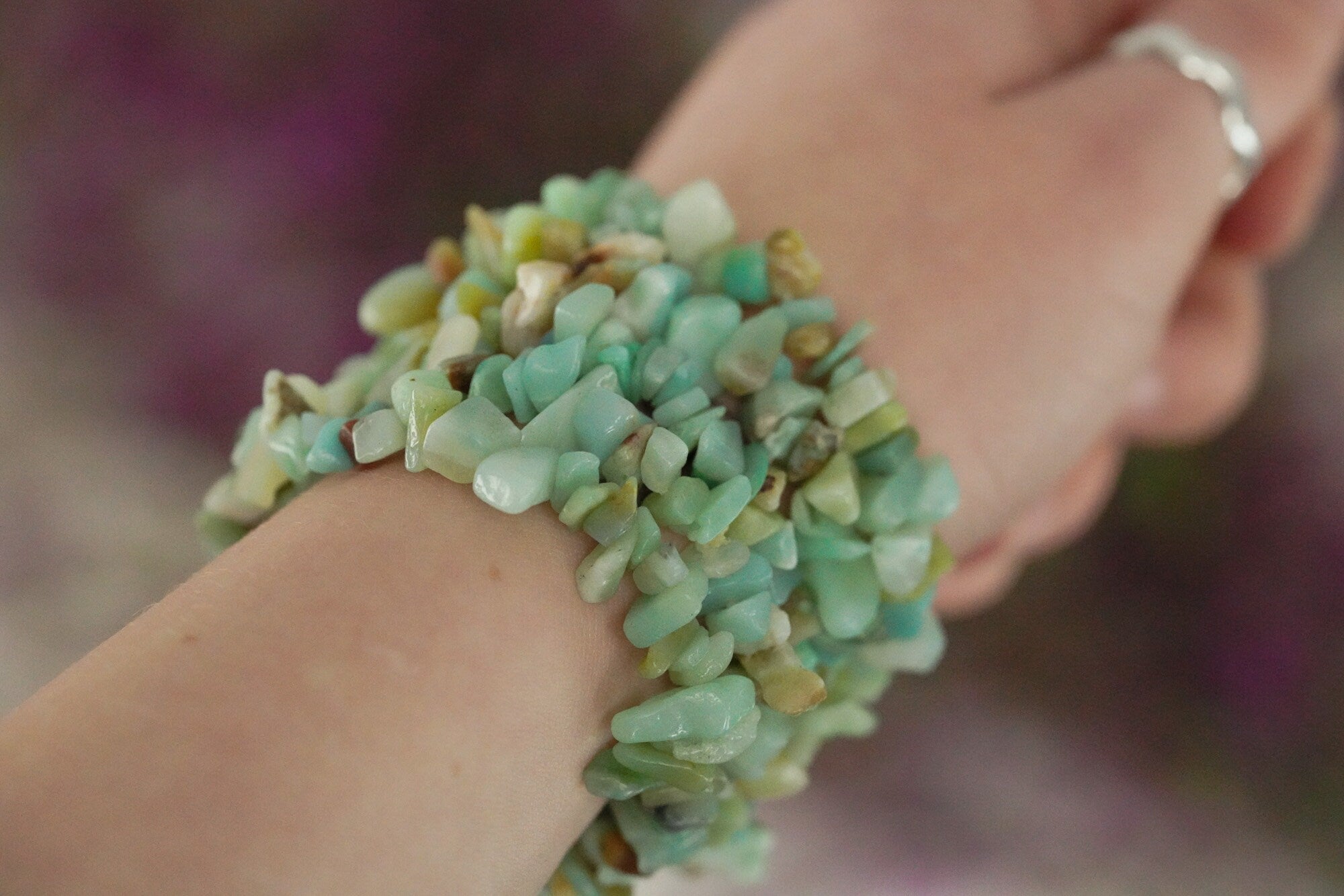 Amazonite Tumbled Stone Crystal Chip Bracelet