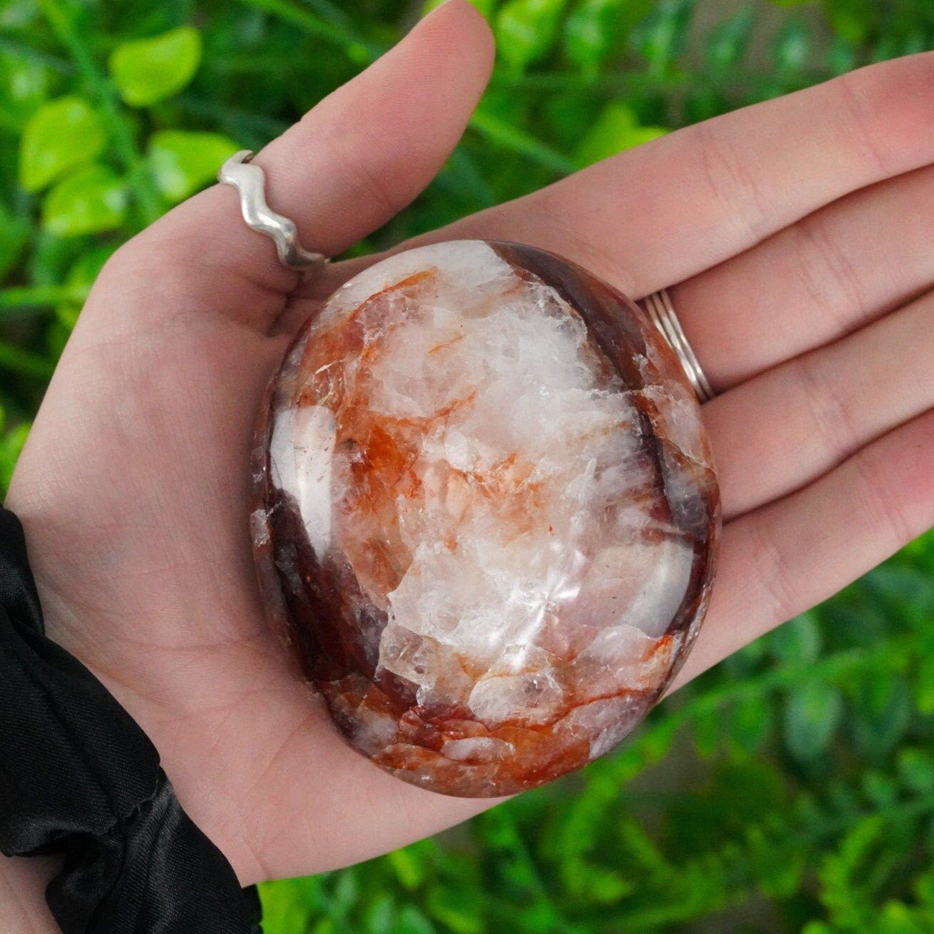 Red Hematoid Quartz Crystal Palm stone