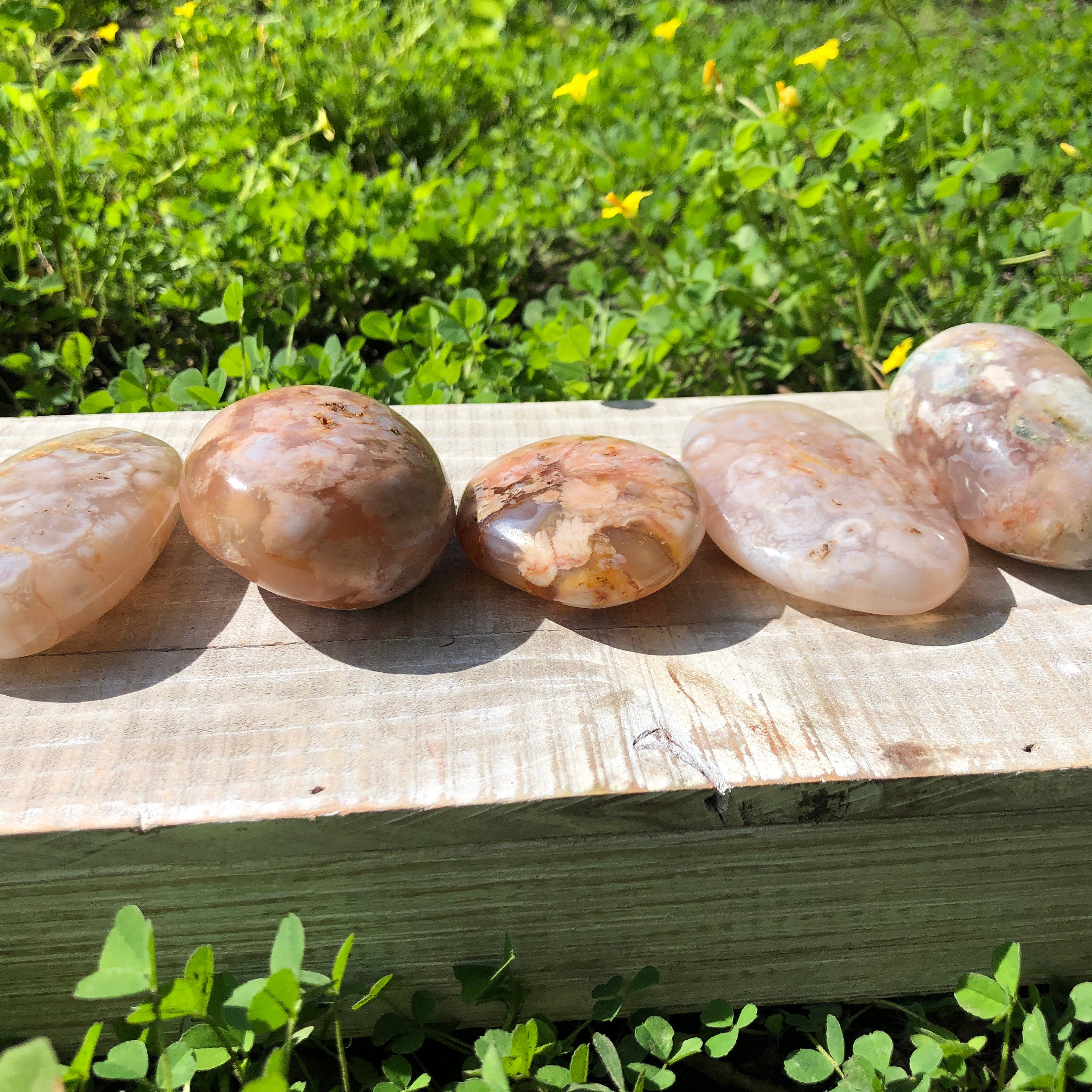 Cherry Blossom Agate Palm stone, Flower Agate, Sakura Agate