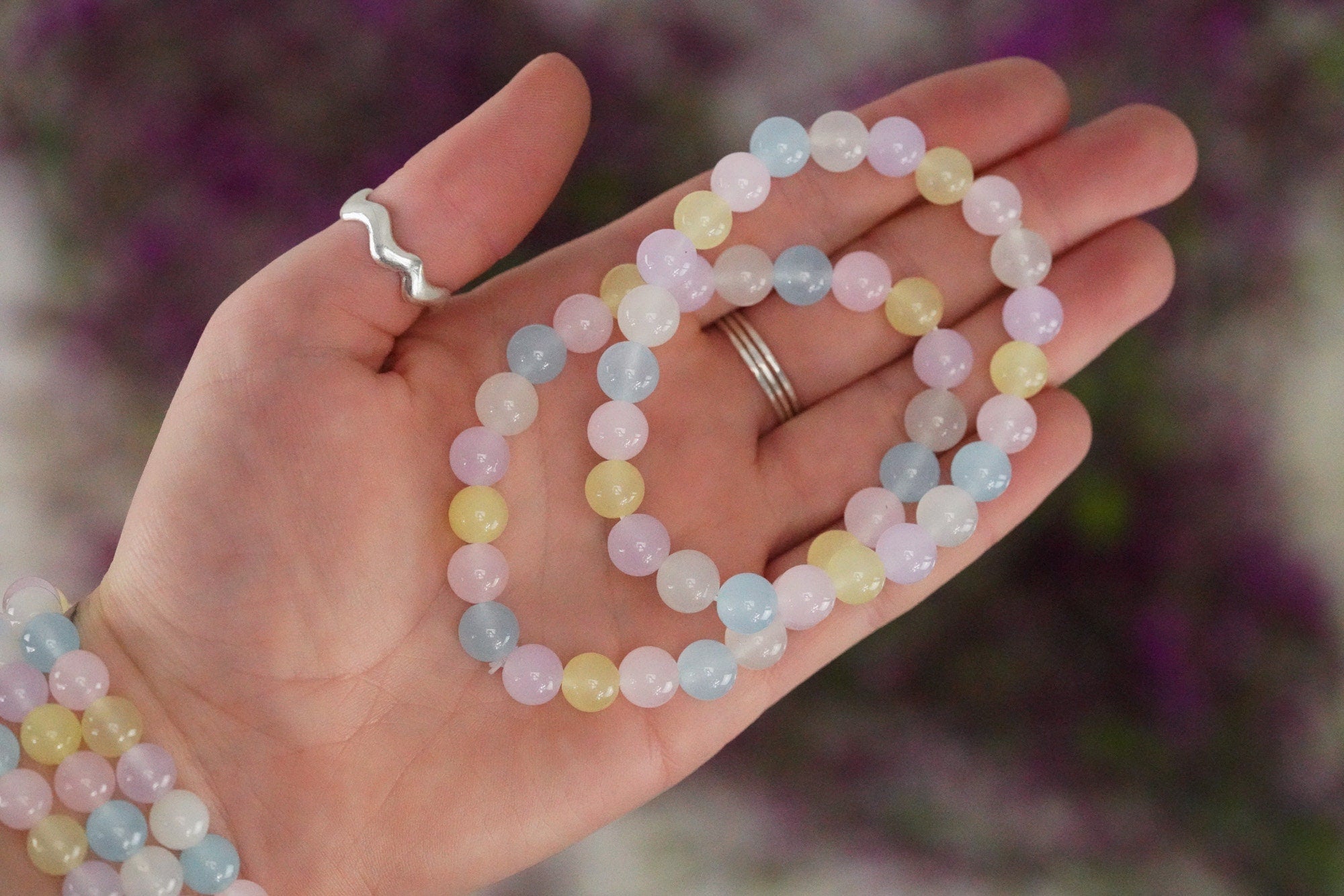 Morganite 8mm beads Stone Crystal Bracelet