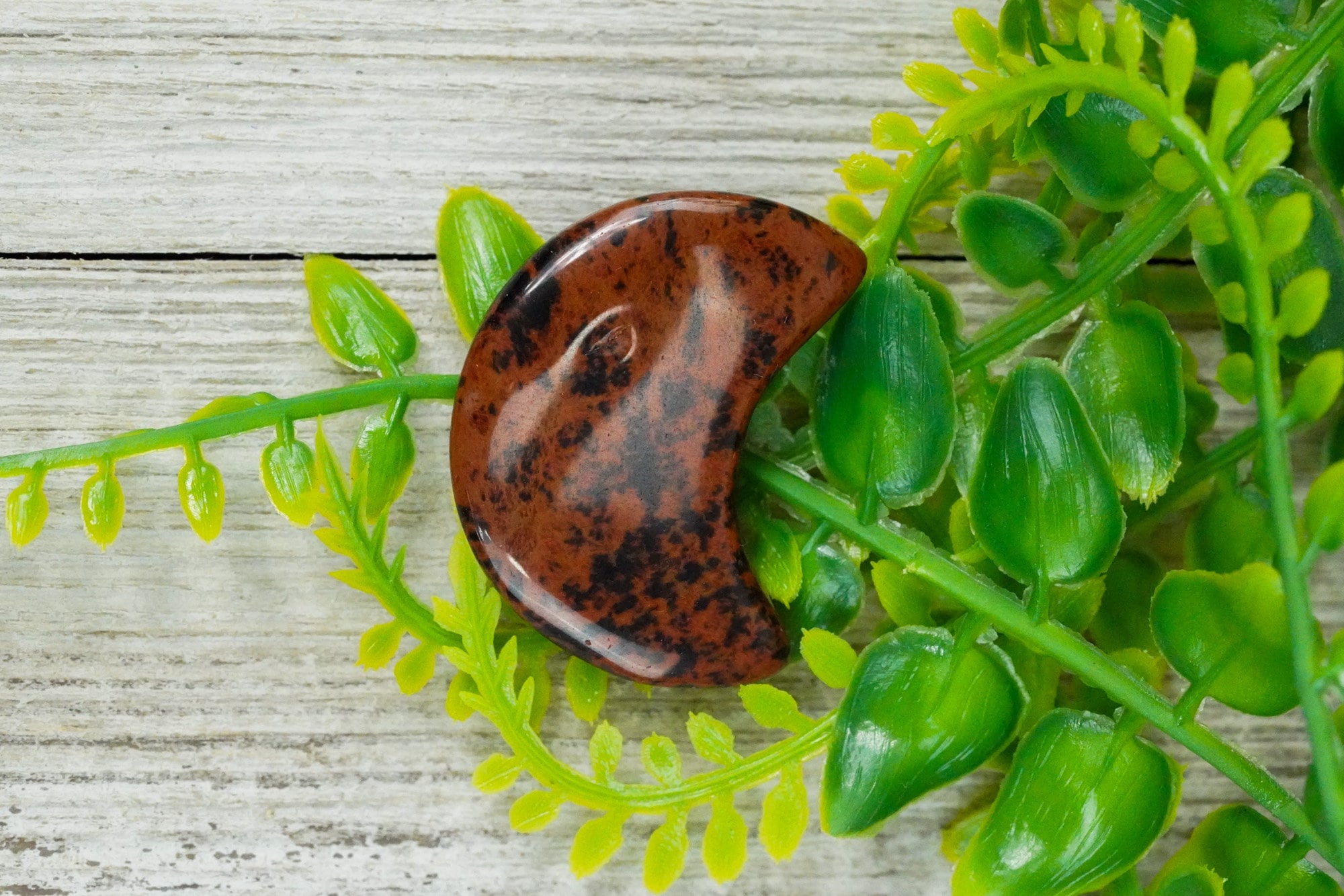 Red Obsidian Crystal Crescent Moon Mahogany Obsidian