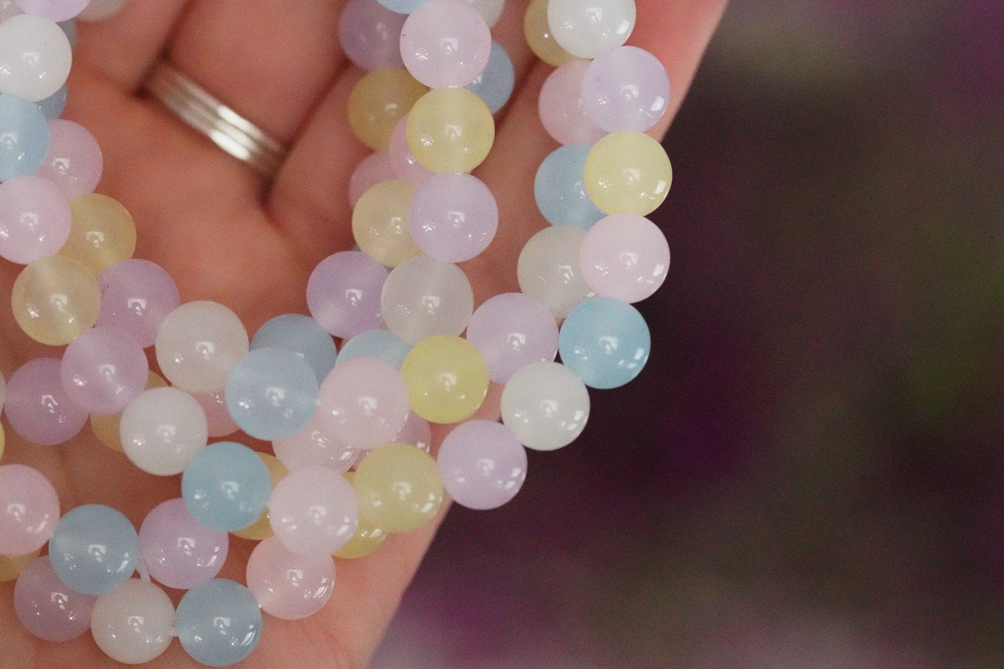 Morganite 8mm beads Stone Crystal Bracelet