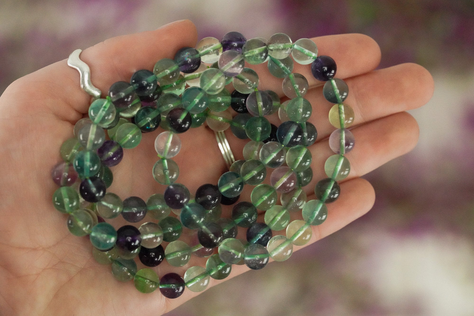 Rainbow Fluorite Bracelet 8mm Round Beads