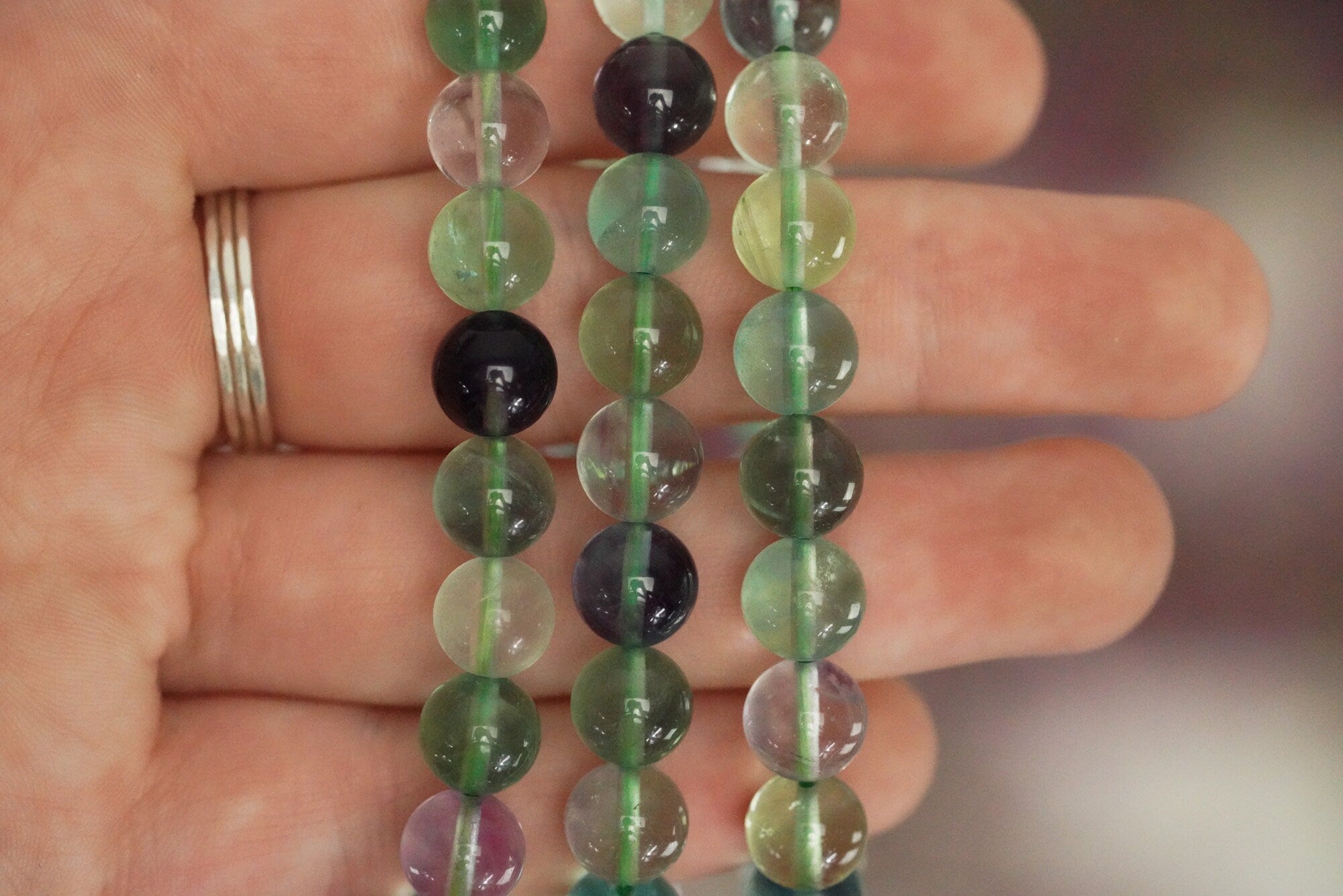 Rainbow Fluorite Bracelet 8mm Round Beads