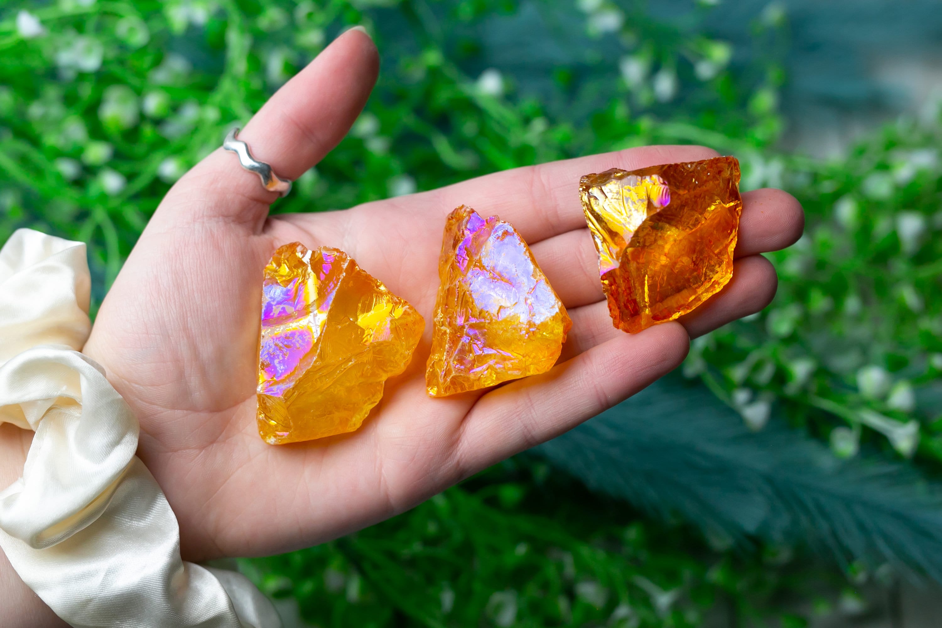 Raw Orange Aura Quartz