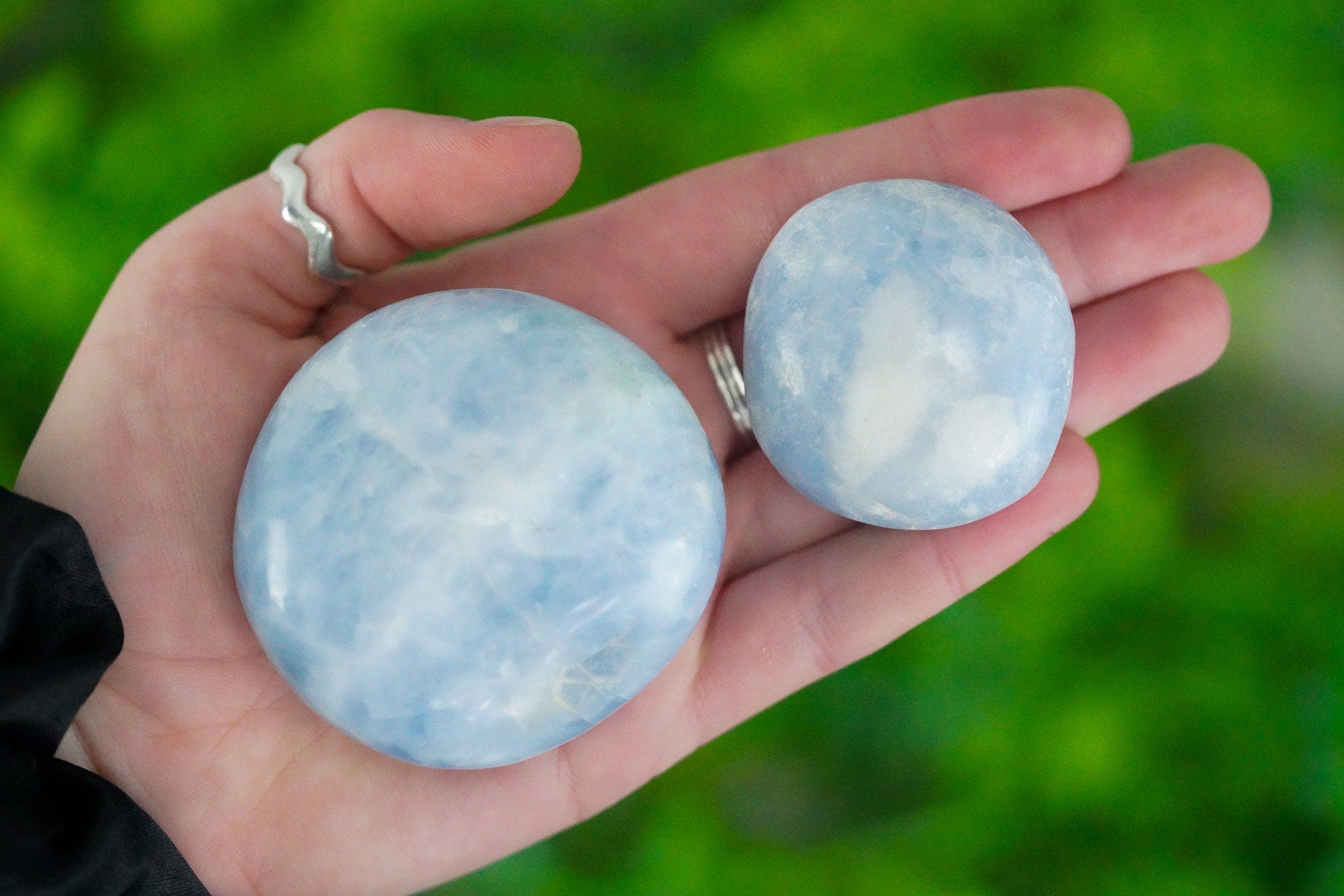 Blue Calcite Palm Stone