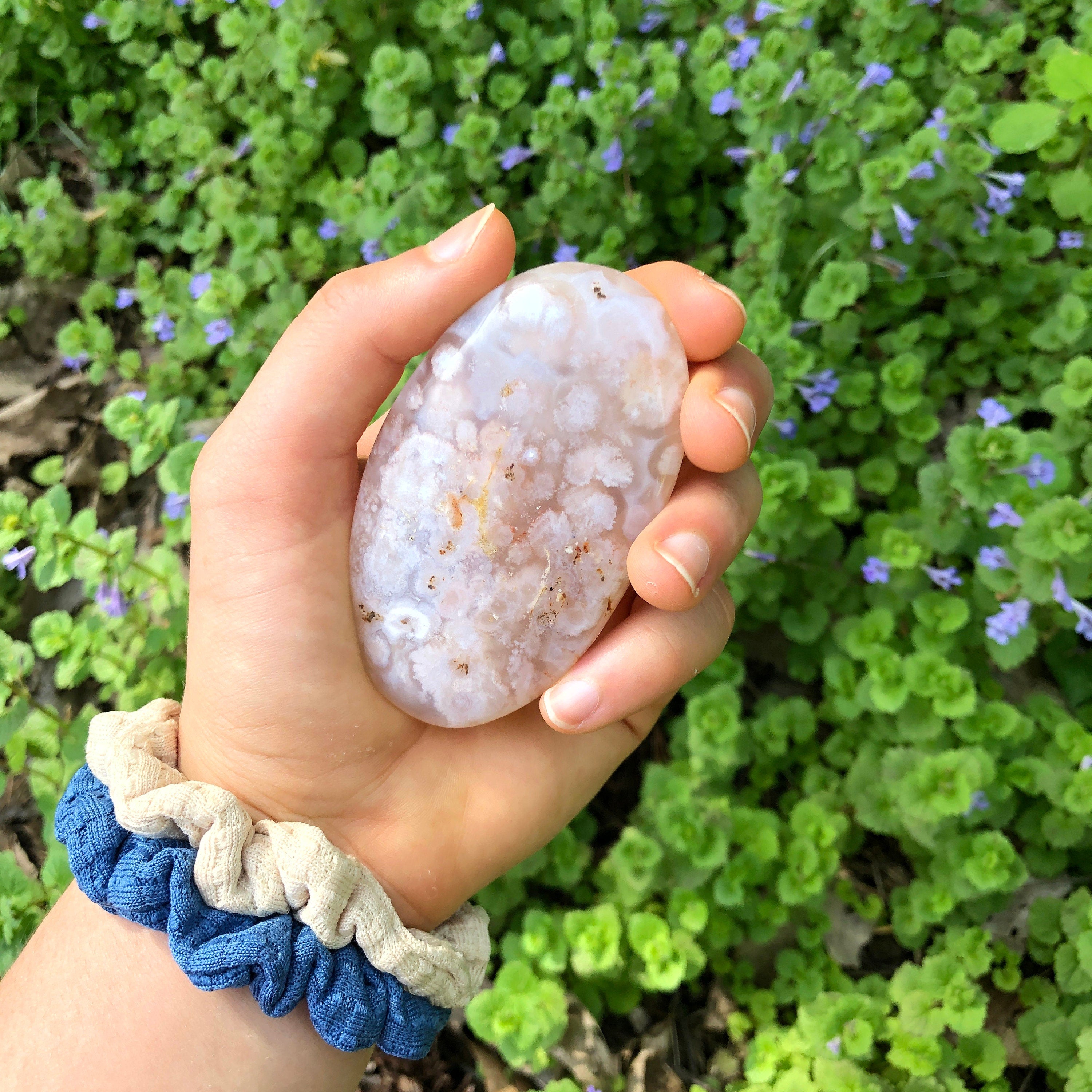 Cherry Blossom Agate Palm stone, Flower Agate, Sakura Agate