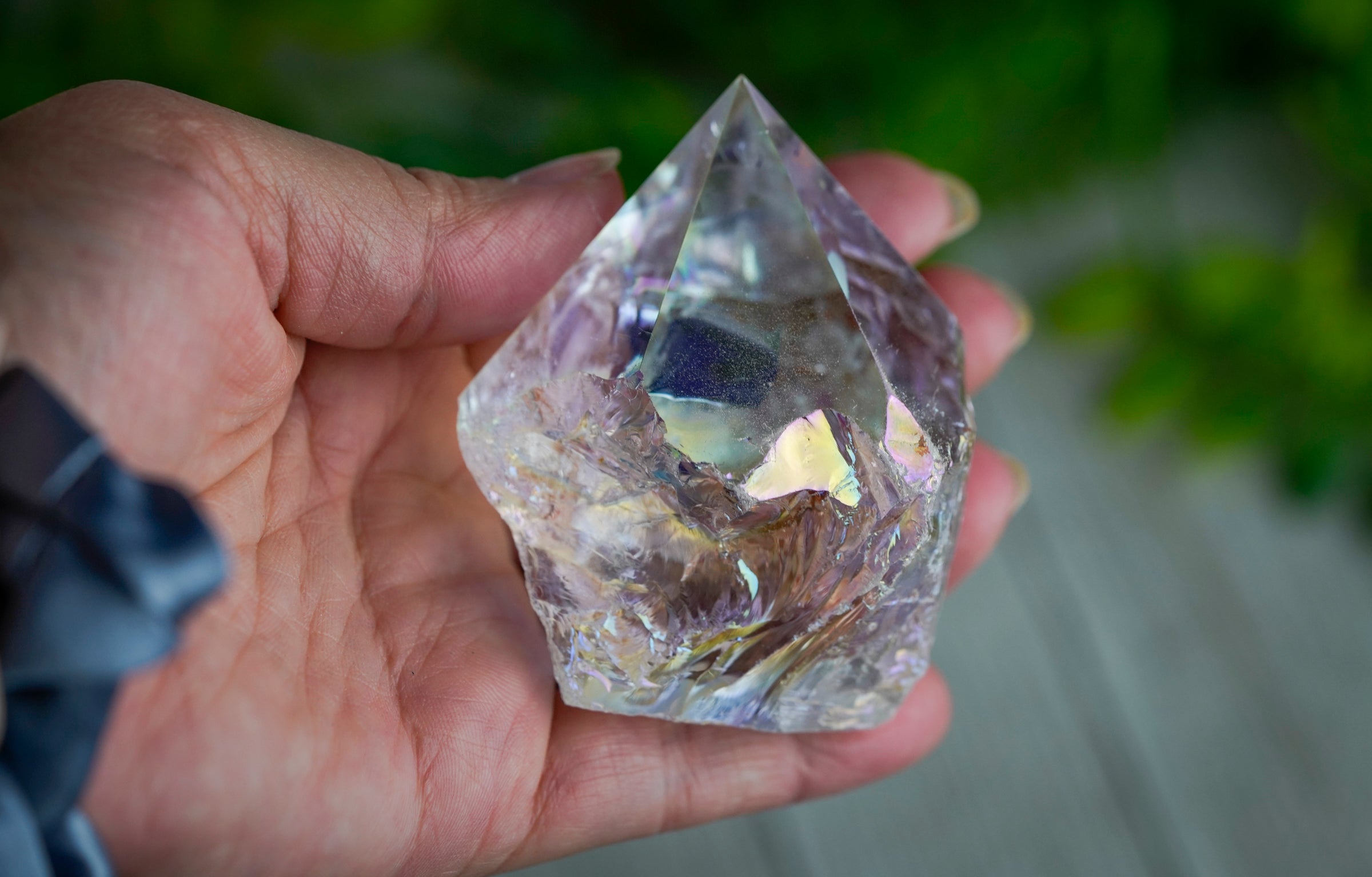 Large Raw Aura Clear Quartz Point