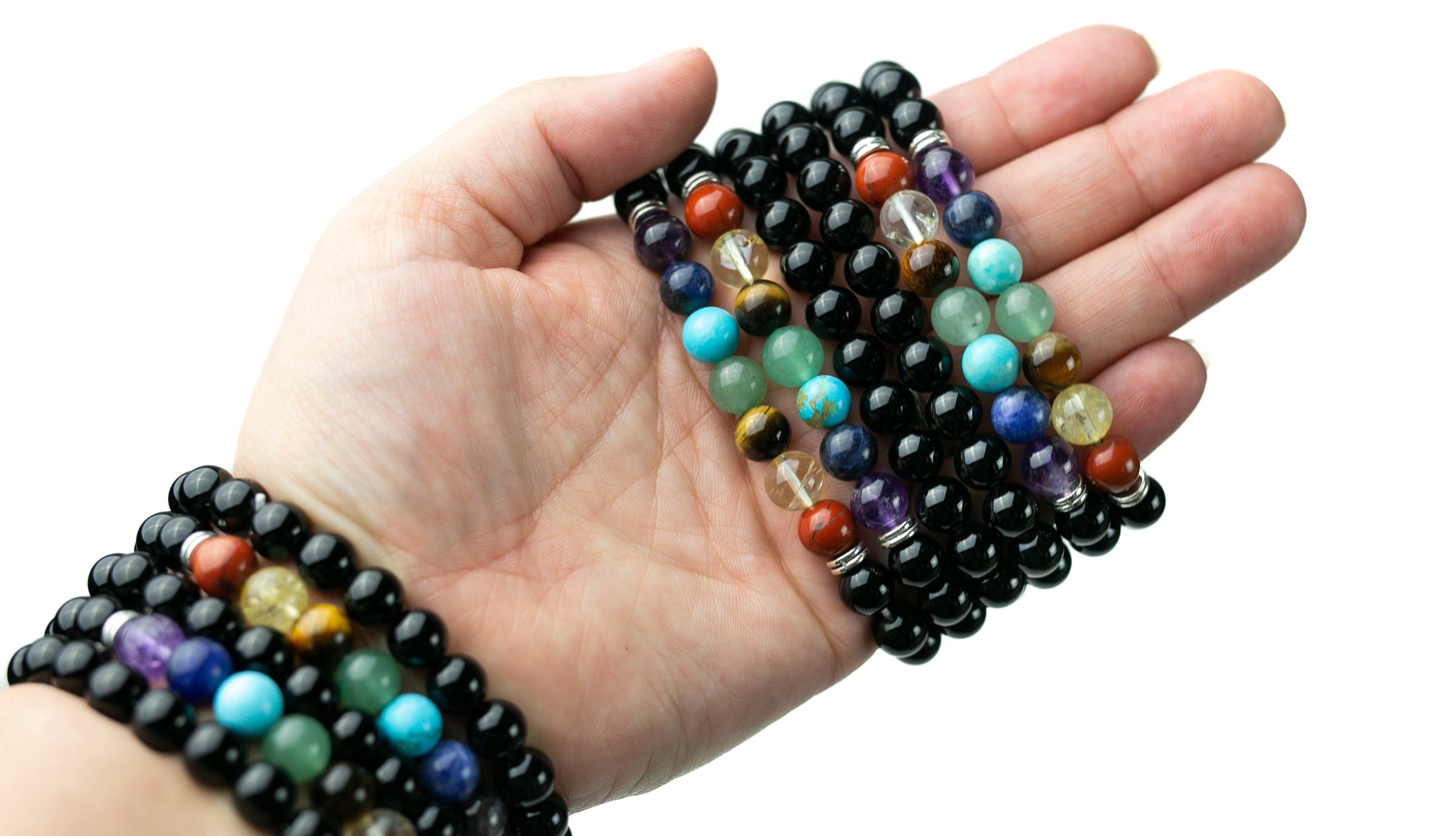 7 Chakra Black Onyx 8mm bead bracelet