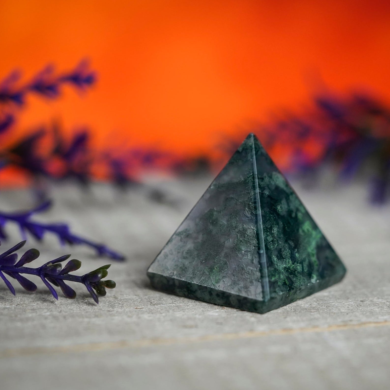 Moss Agate Crystal Pyramid
