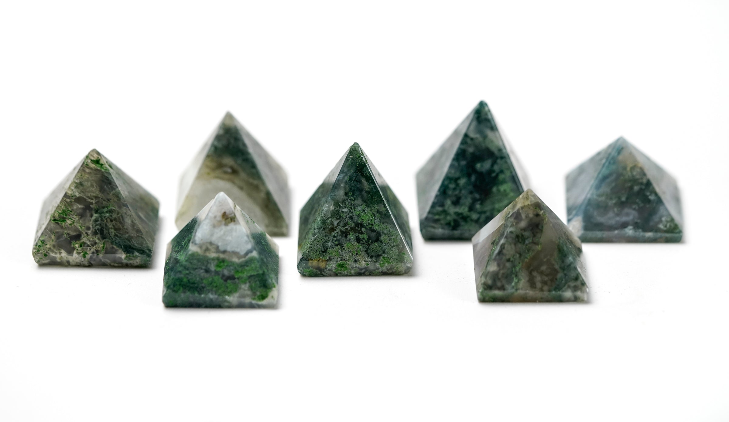 Moss Agate Crystal Pyramid