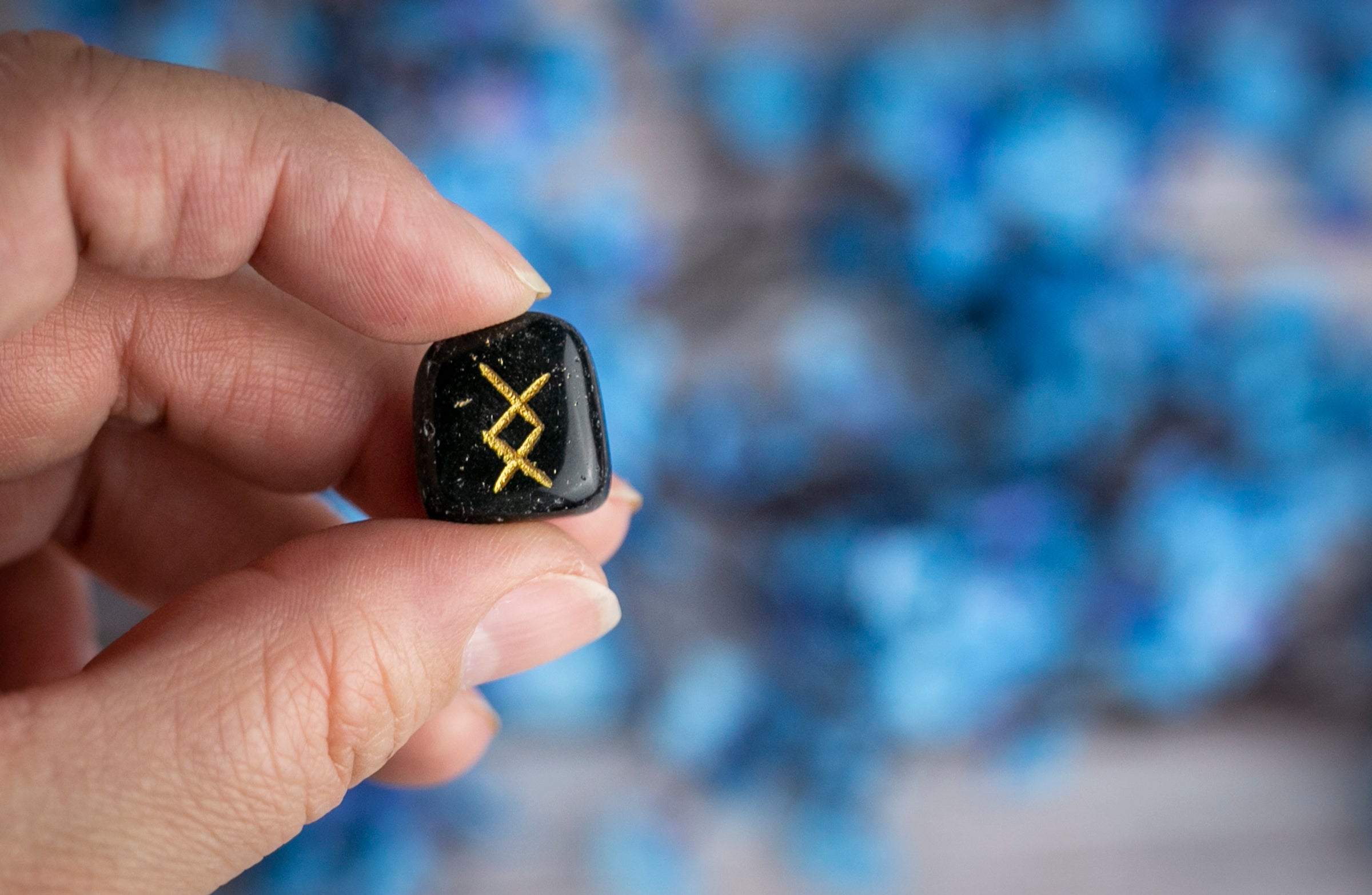 Obsidian Rune Stone Set Black Runestones