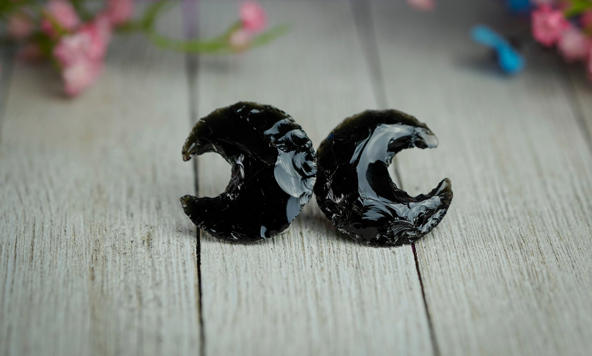 Obsidian Crystal Crescent Moon