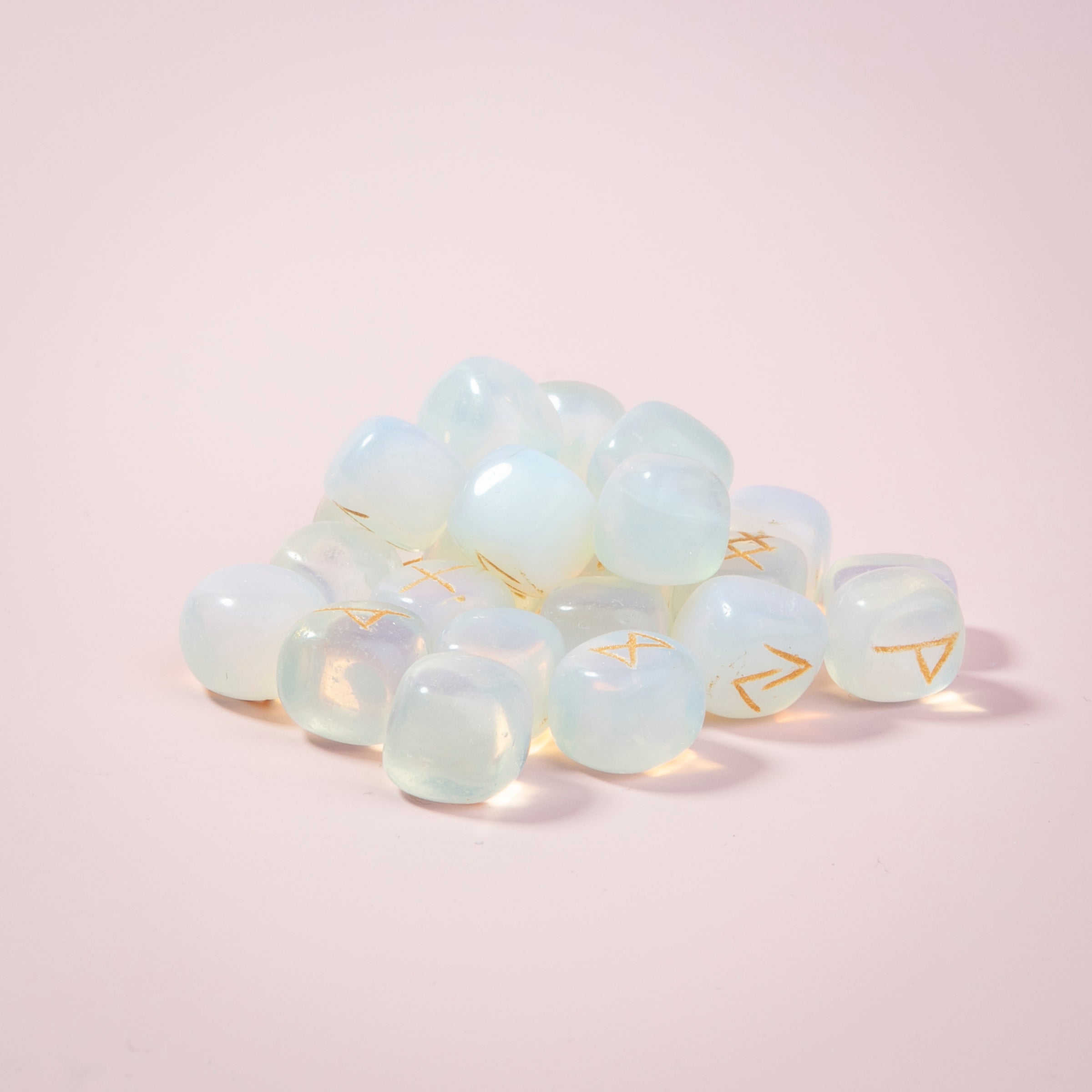 Opalite Rune Stone Set Polished Opalite Runes Elder Futhark Runestones