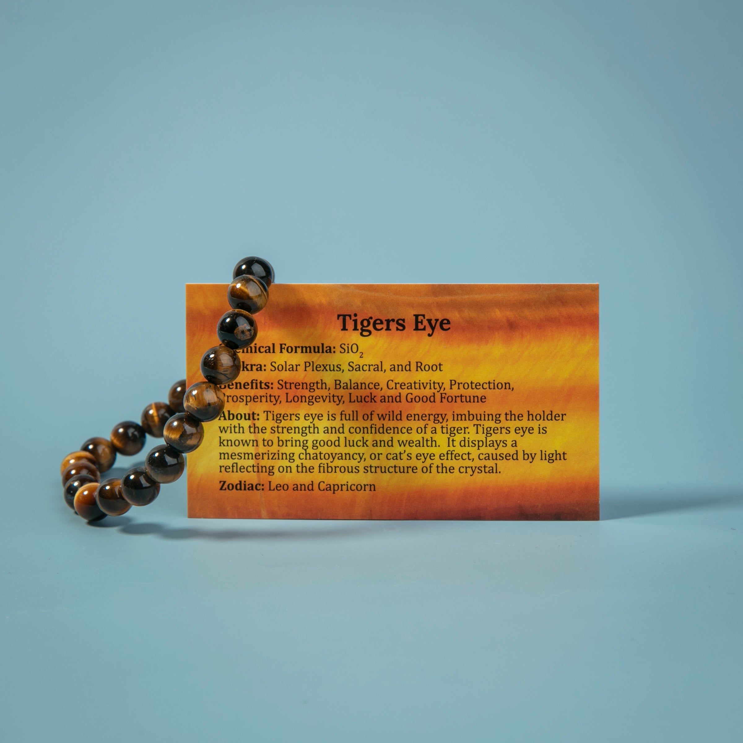 Tigers Eye 8mm beads Stone Crystal Bracelet