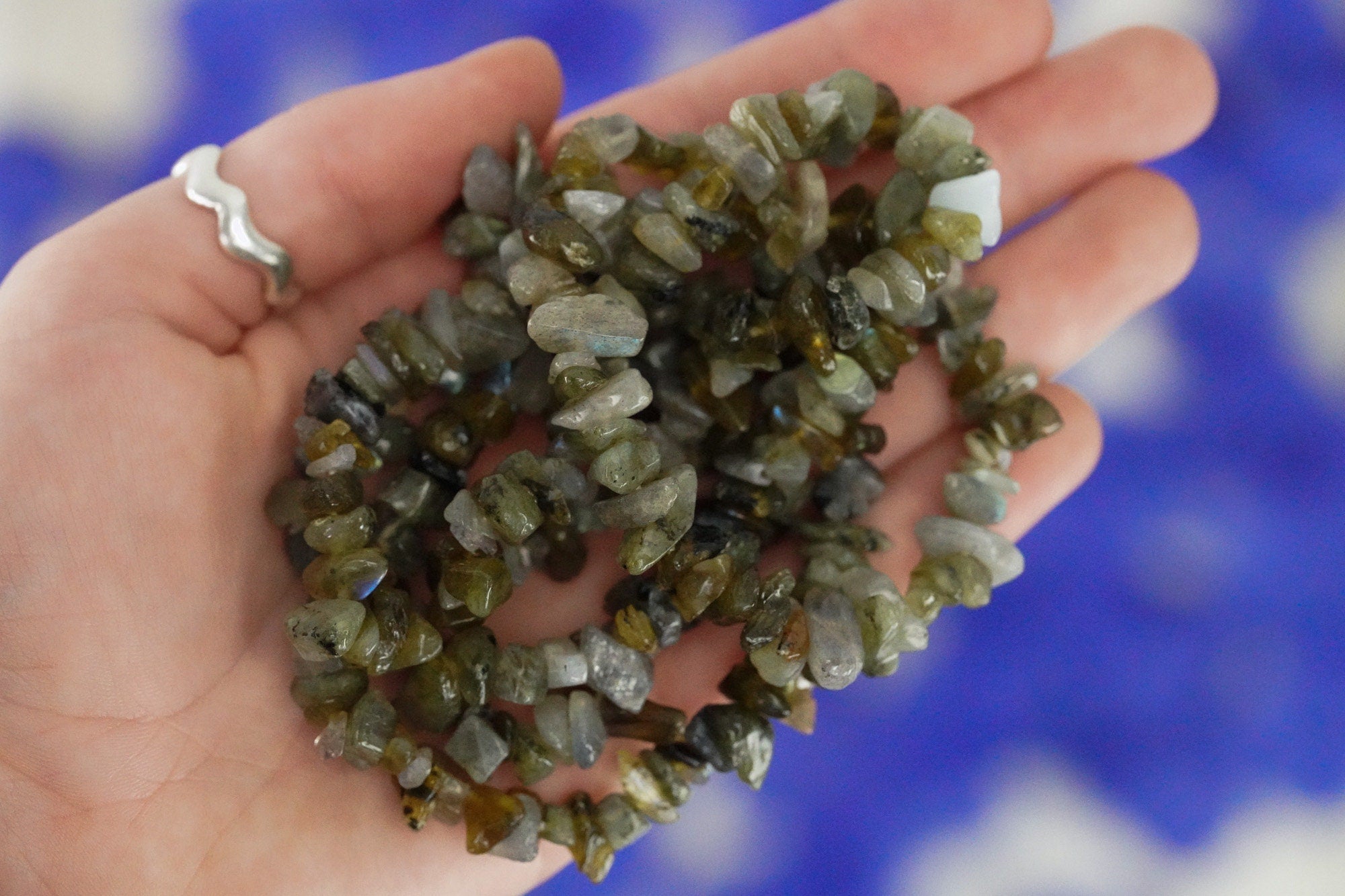 Labradorite Tumbled Stone Crystal Chip Bracelet