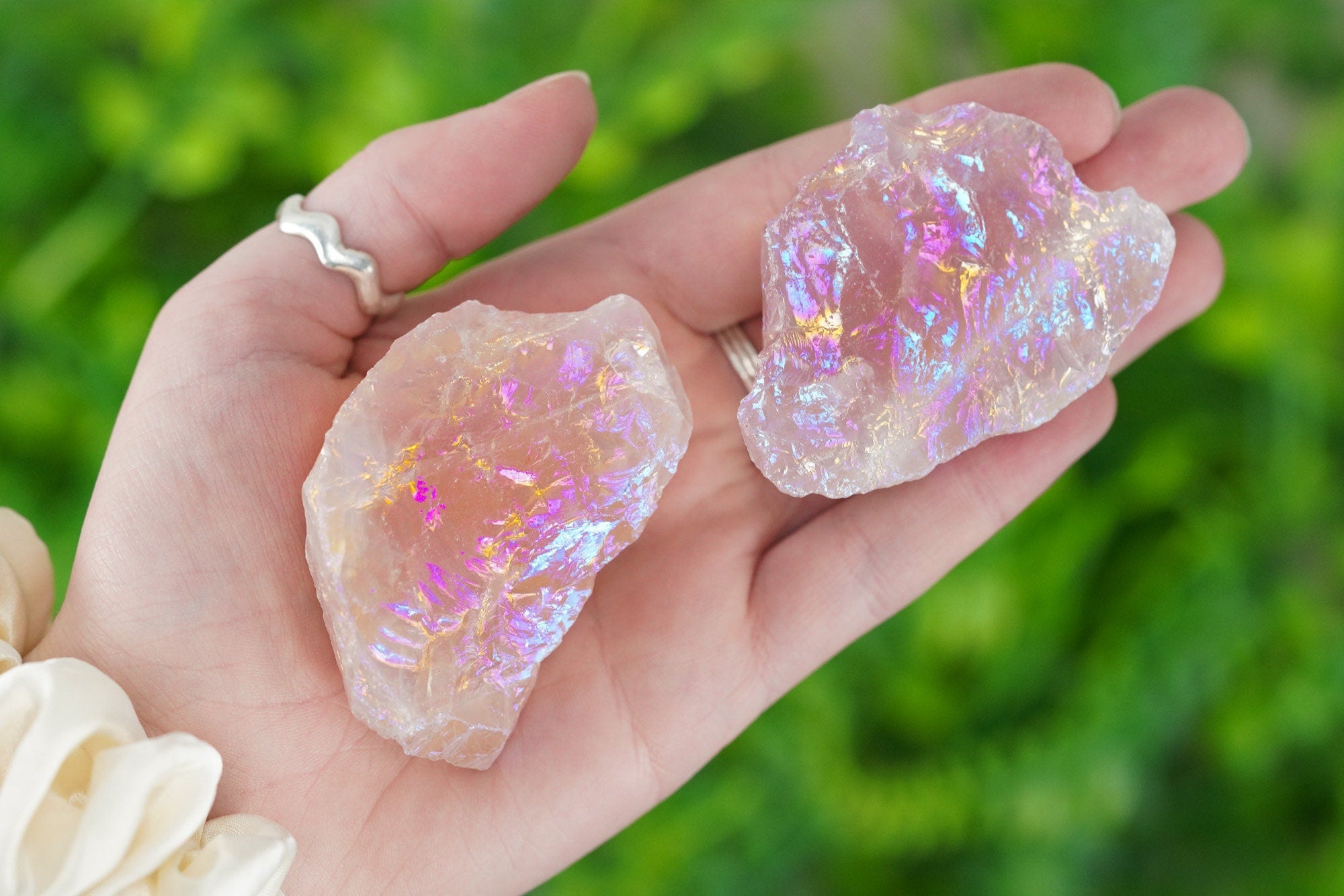 Rough Rose Aura Quartz (Pink Angel Aura Quartz Crystal)