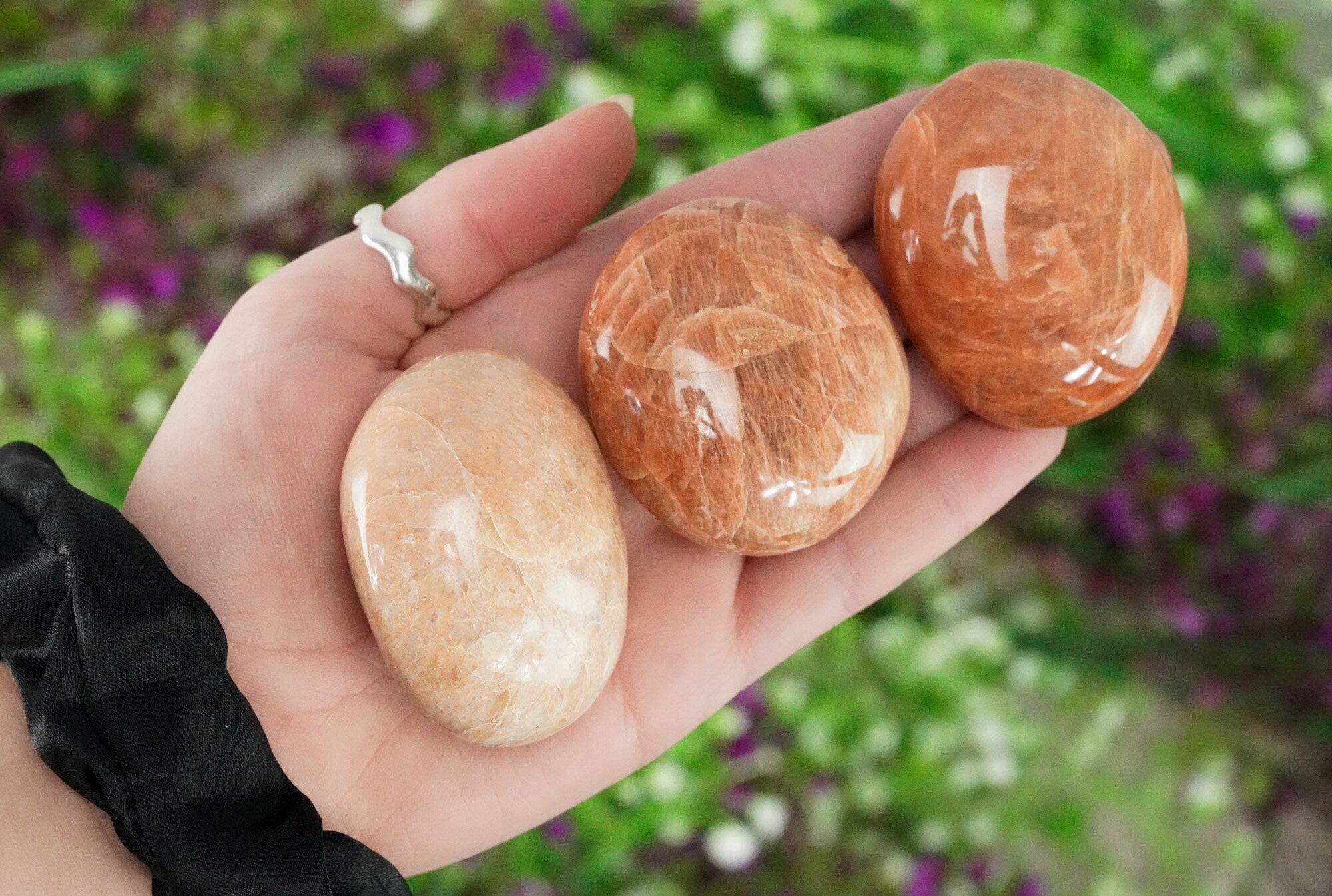 Orange moonstone Palm Stone