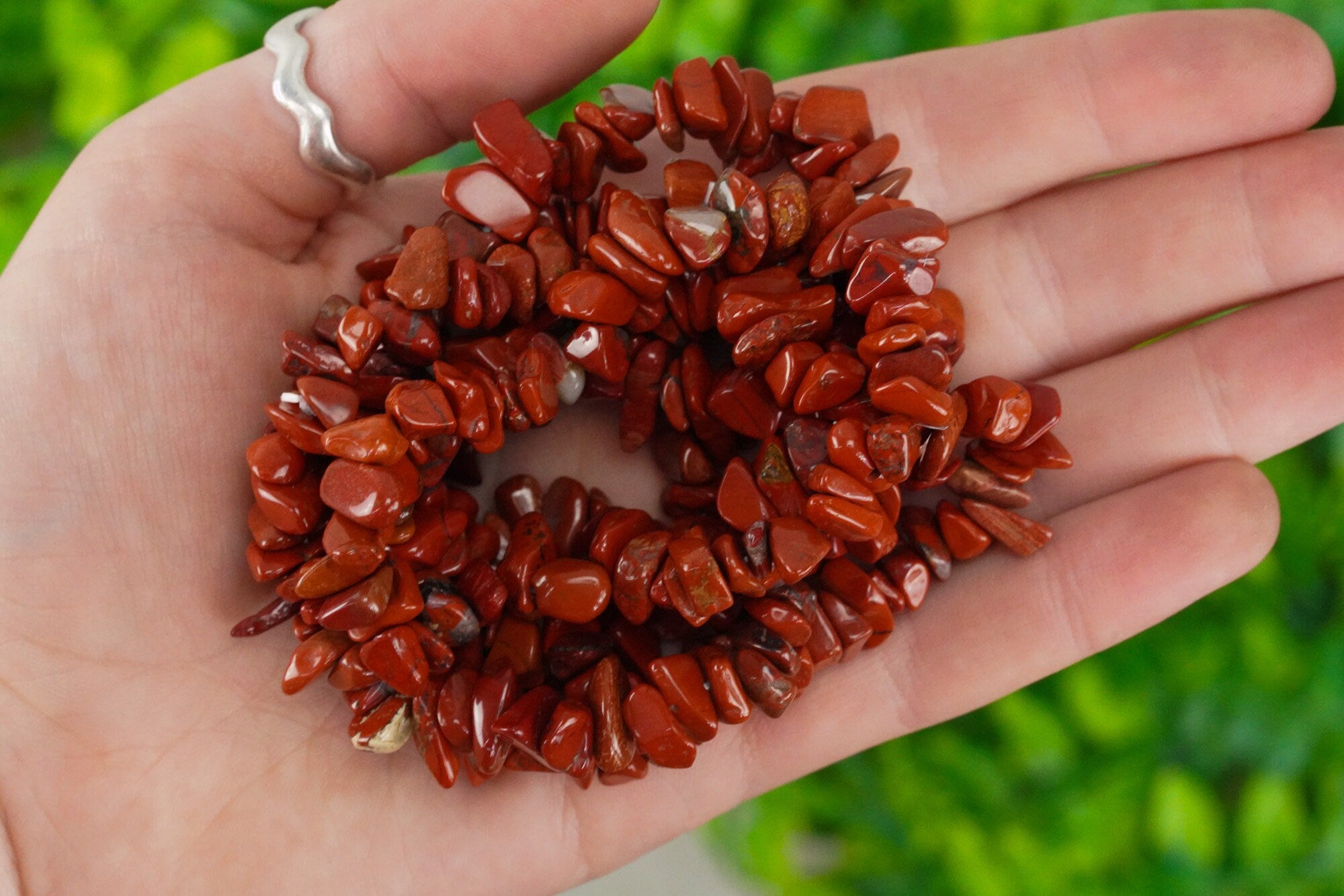 Red Jasper Tumbled Stone Crystal Chip Bracelet