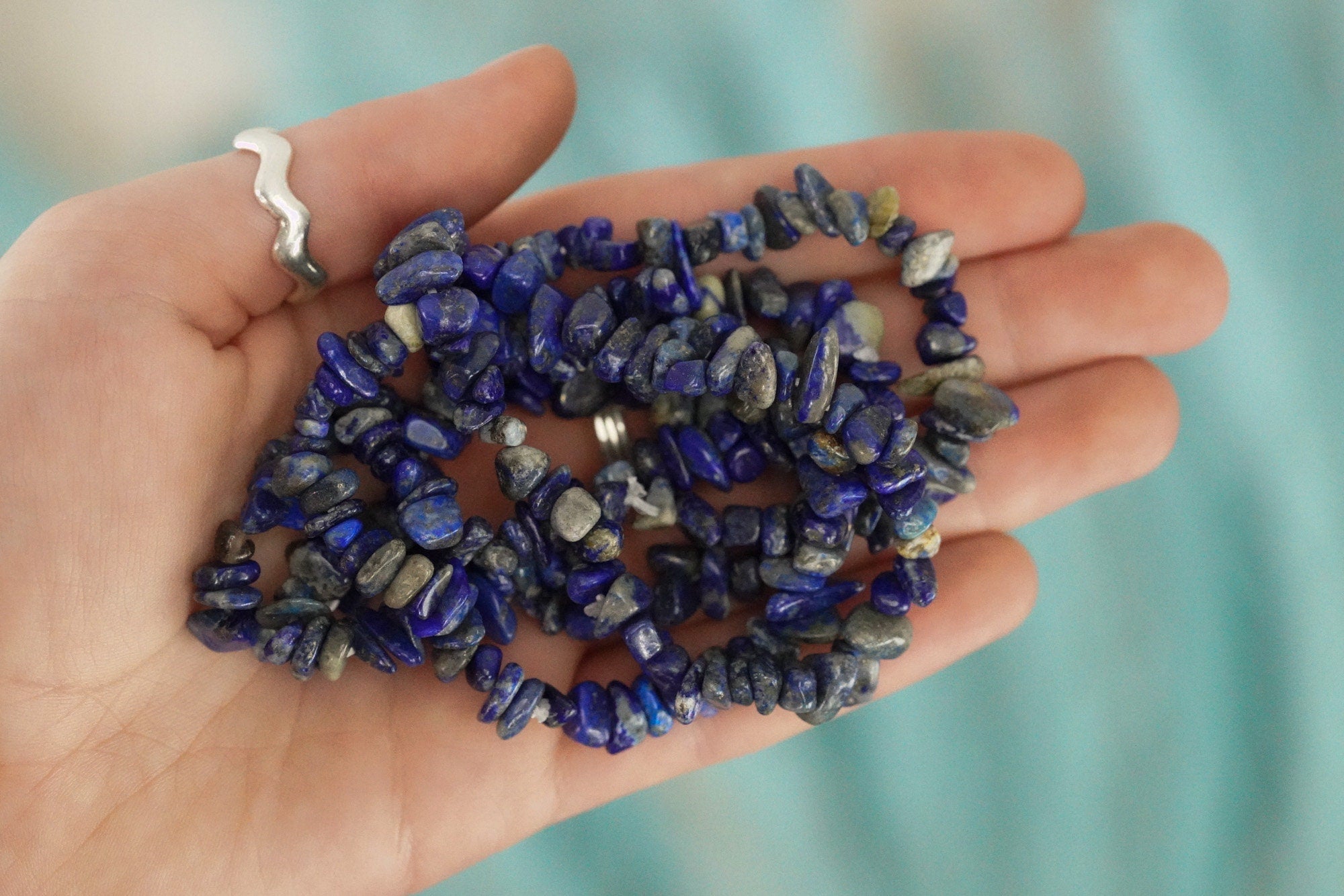 Lapis Lazuli Tumbled Stone Crystal Chip Bracelet