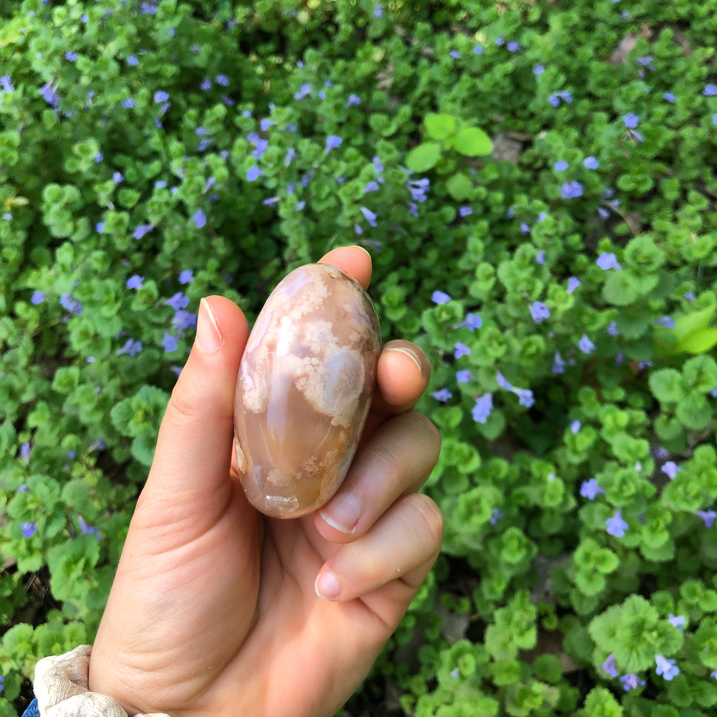 Cherry Blossom Agate Palm stone, Flower Agate, Sakura Agate
