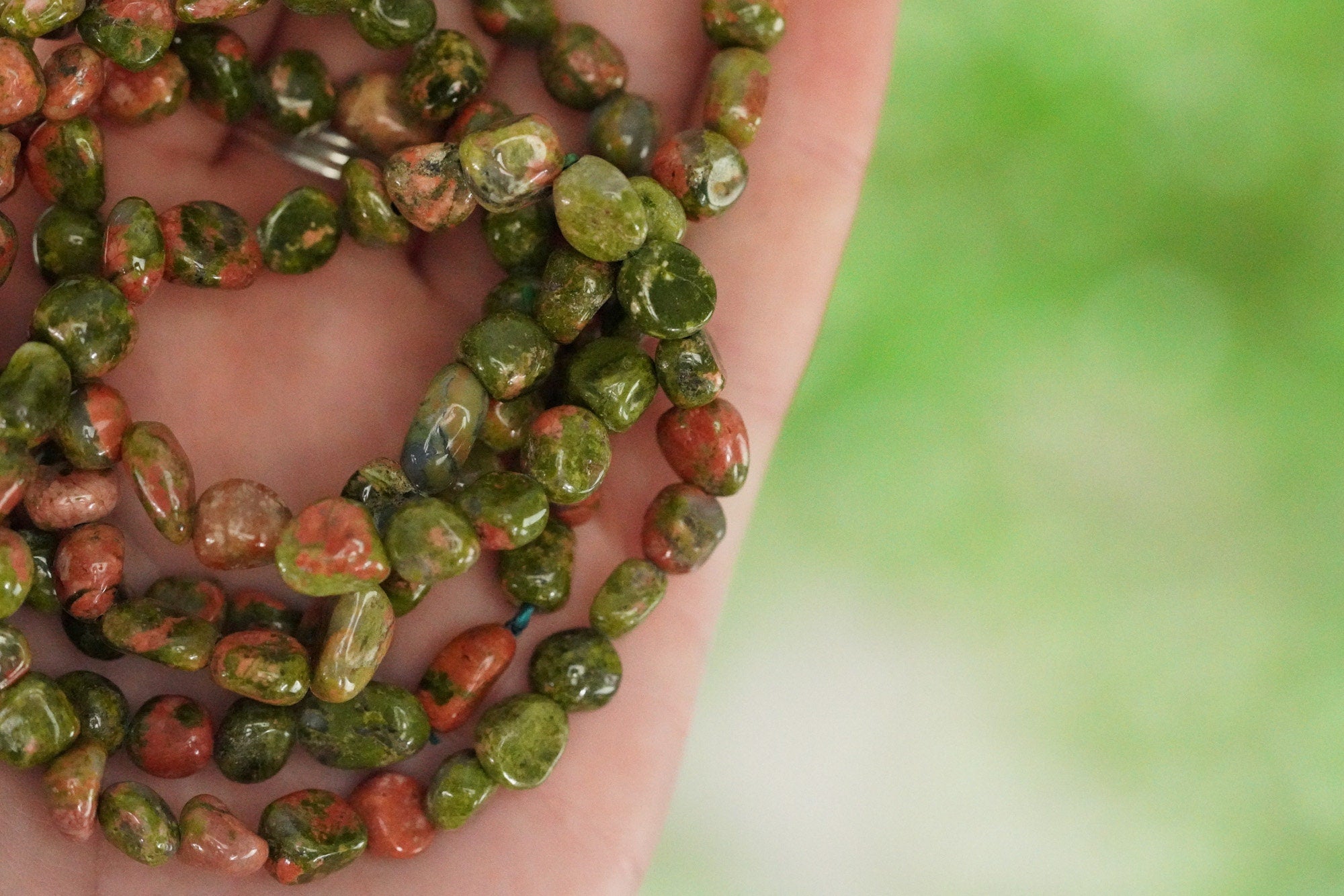 Unakite Tumbled Stone Bracelet