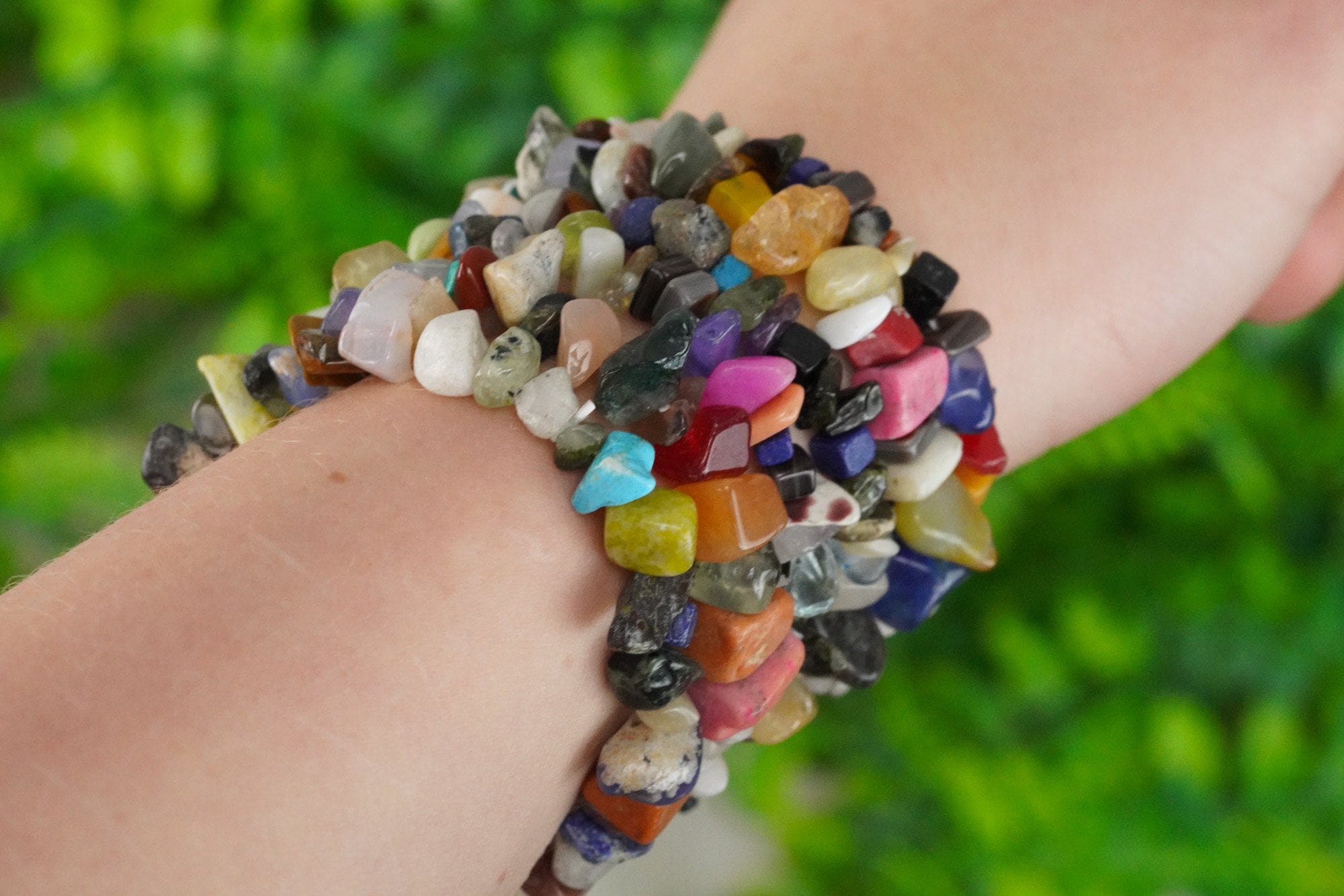Mixed Crystals Tumbled Stone Crystal Chip Bracelet