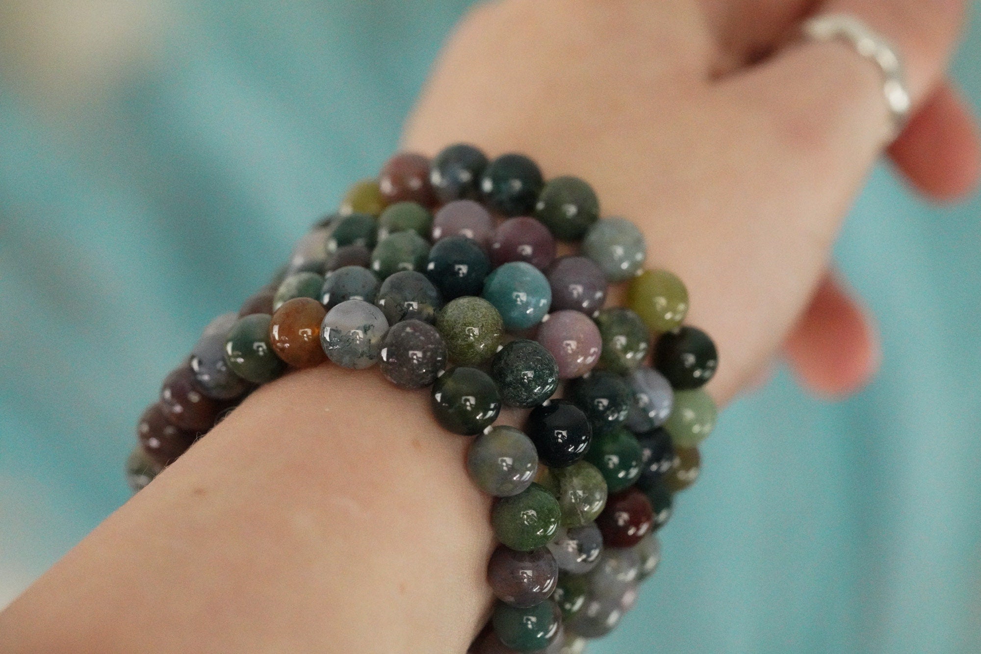 India Agate 8mm beads Stone Crystal Bracelet