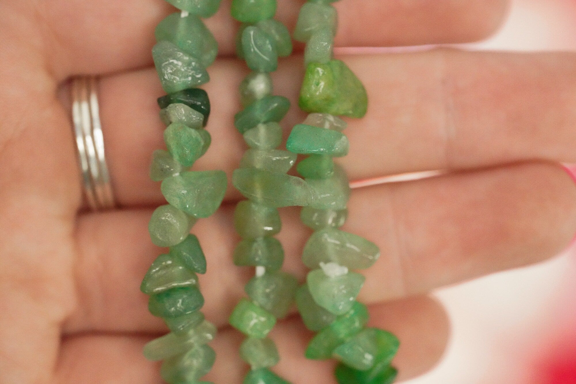 Green Aventurine Tumbled Stone Crystal Chip Bracelet
