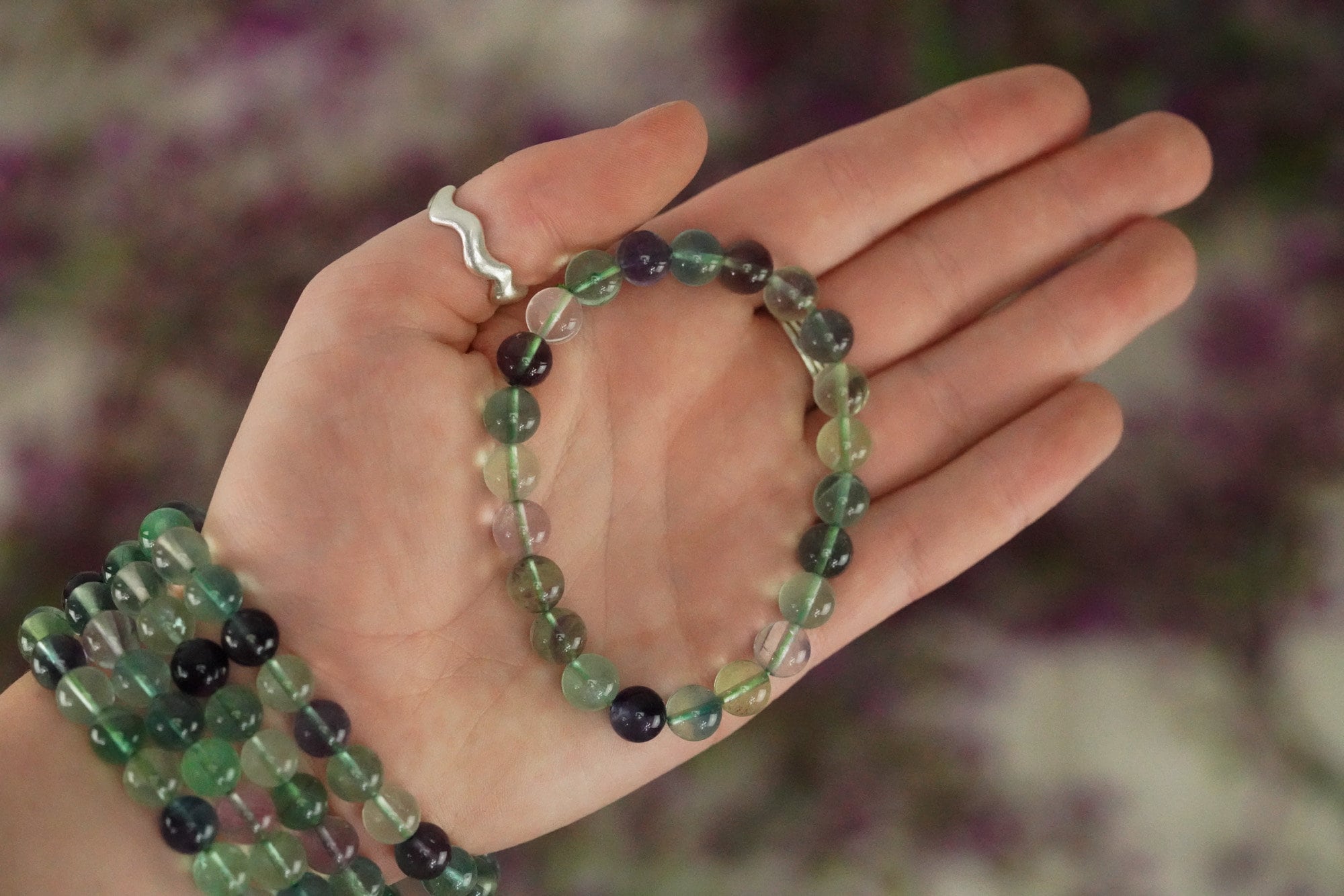 Rainbow Fluorite Bracelet 8mm Round Beads