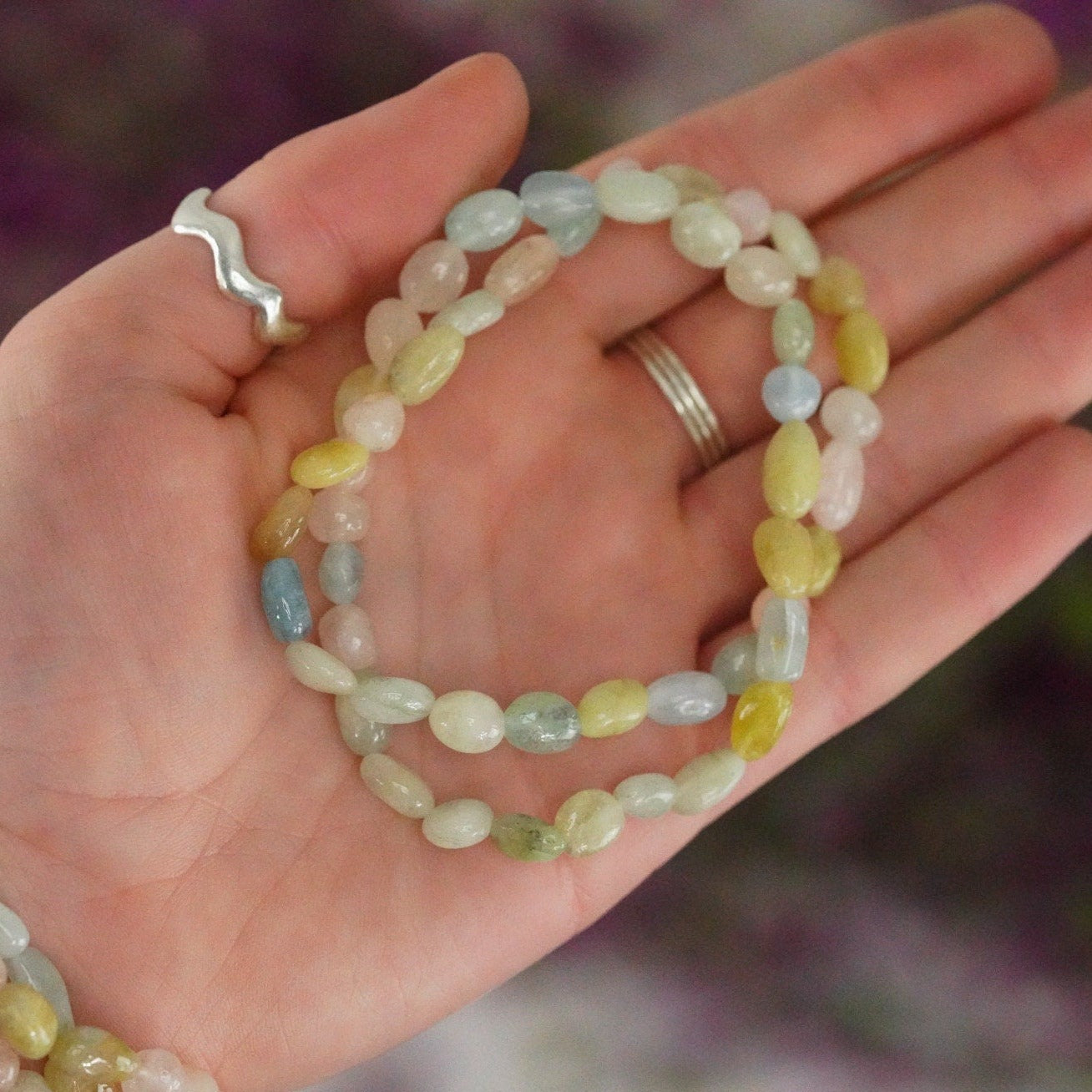 Morganite Tumbled Stone Bracelet