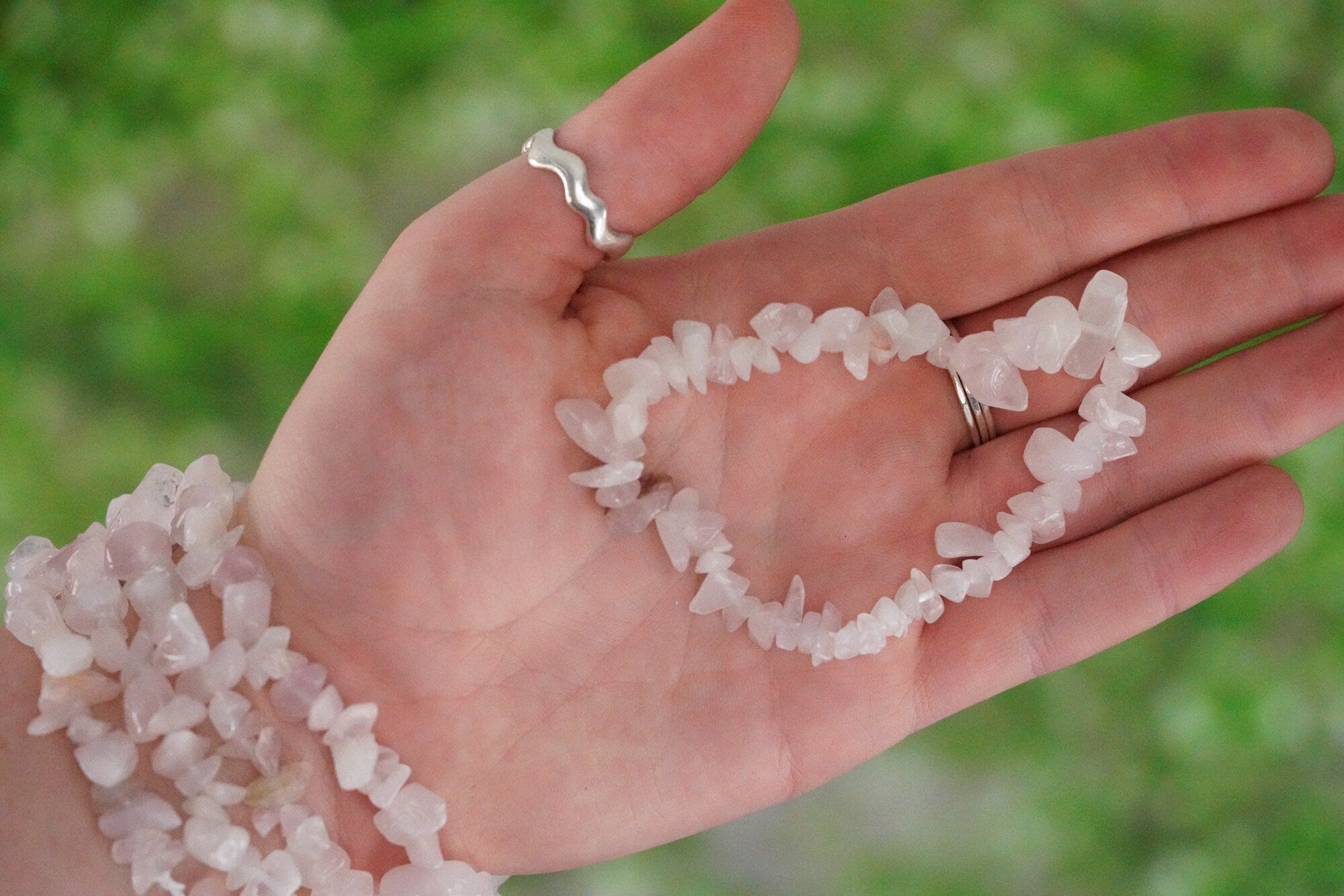 Rose Quartz Tumbled Stone Crystal Chip Bracelet