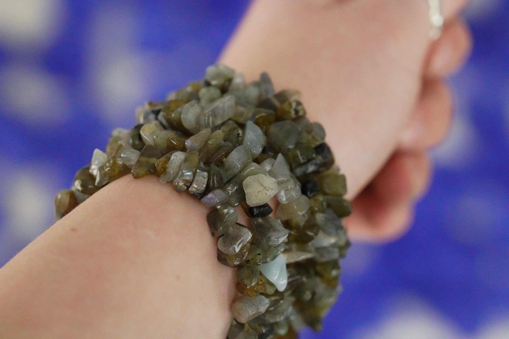 Labradorite Tumbled Stone Crystal Chip Bracelet
