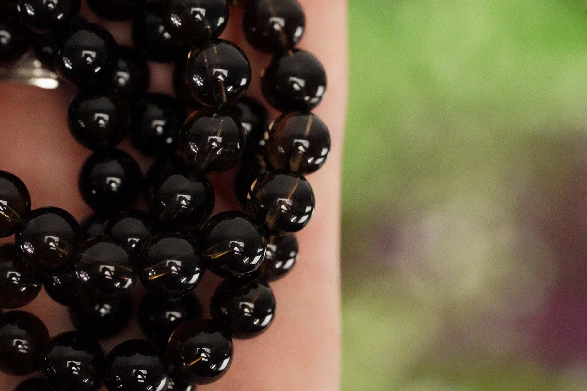 Smoky Quartz Bracelet 8mm Round Beads