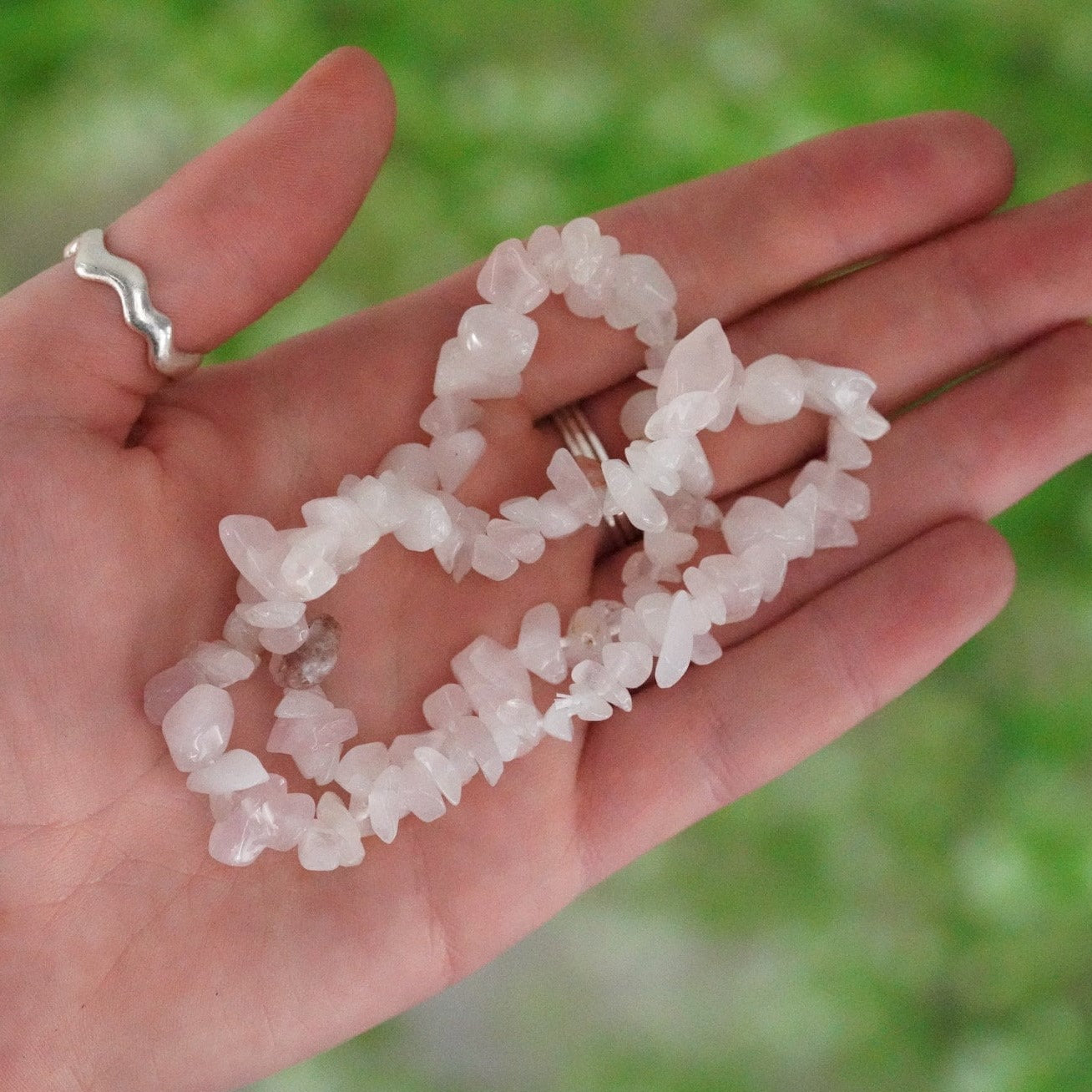 Rose Quartz Tumbled Stone Crystal Chip Bracelet