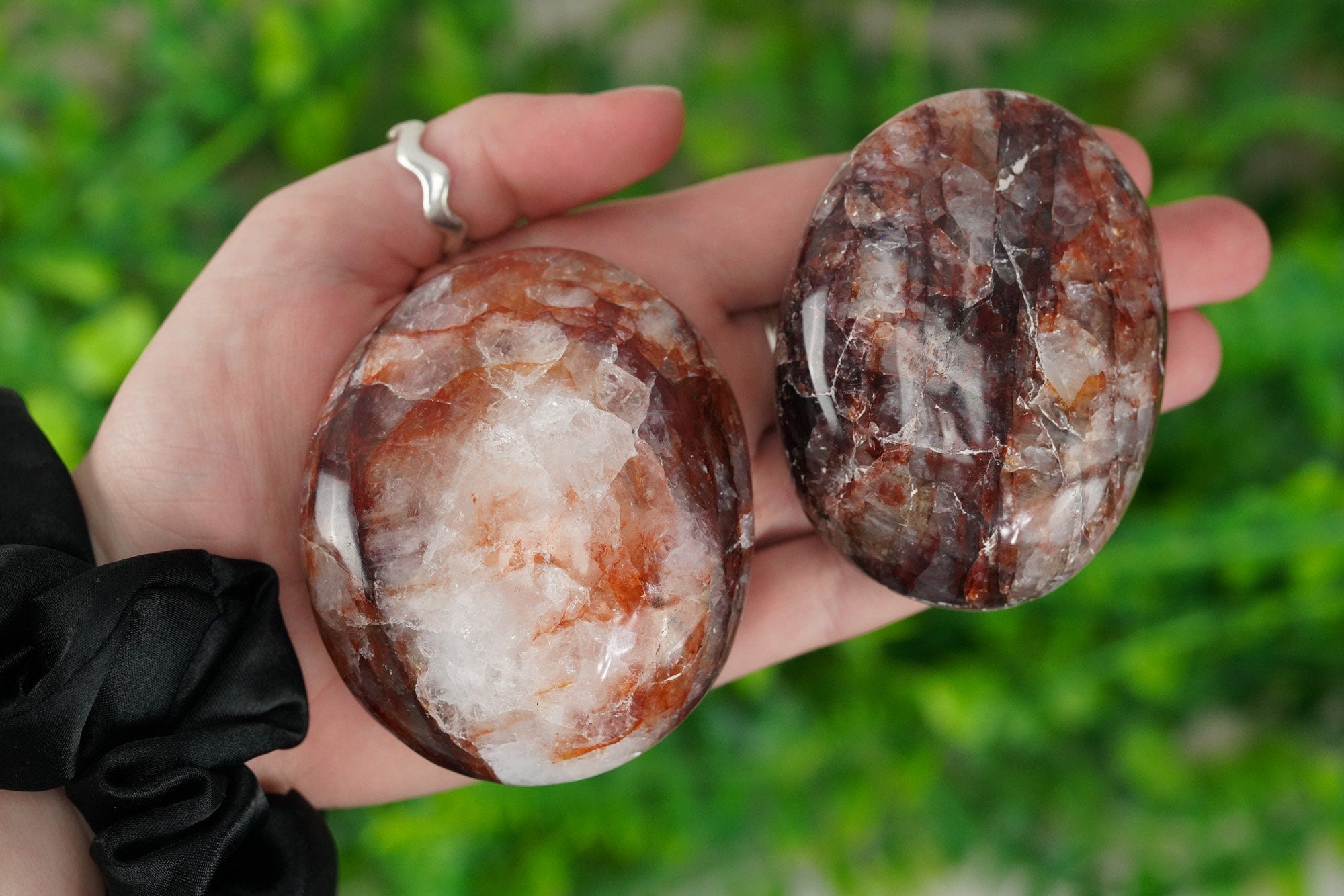 Red Hematoid Quartz Crystal Palm stone