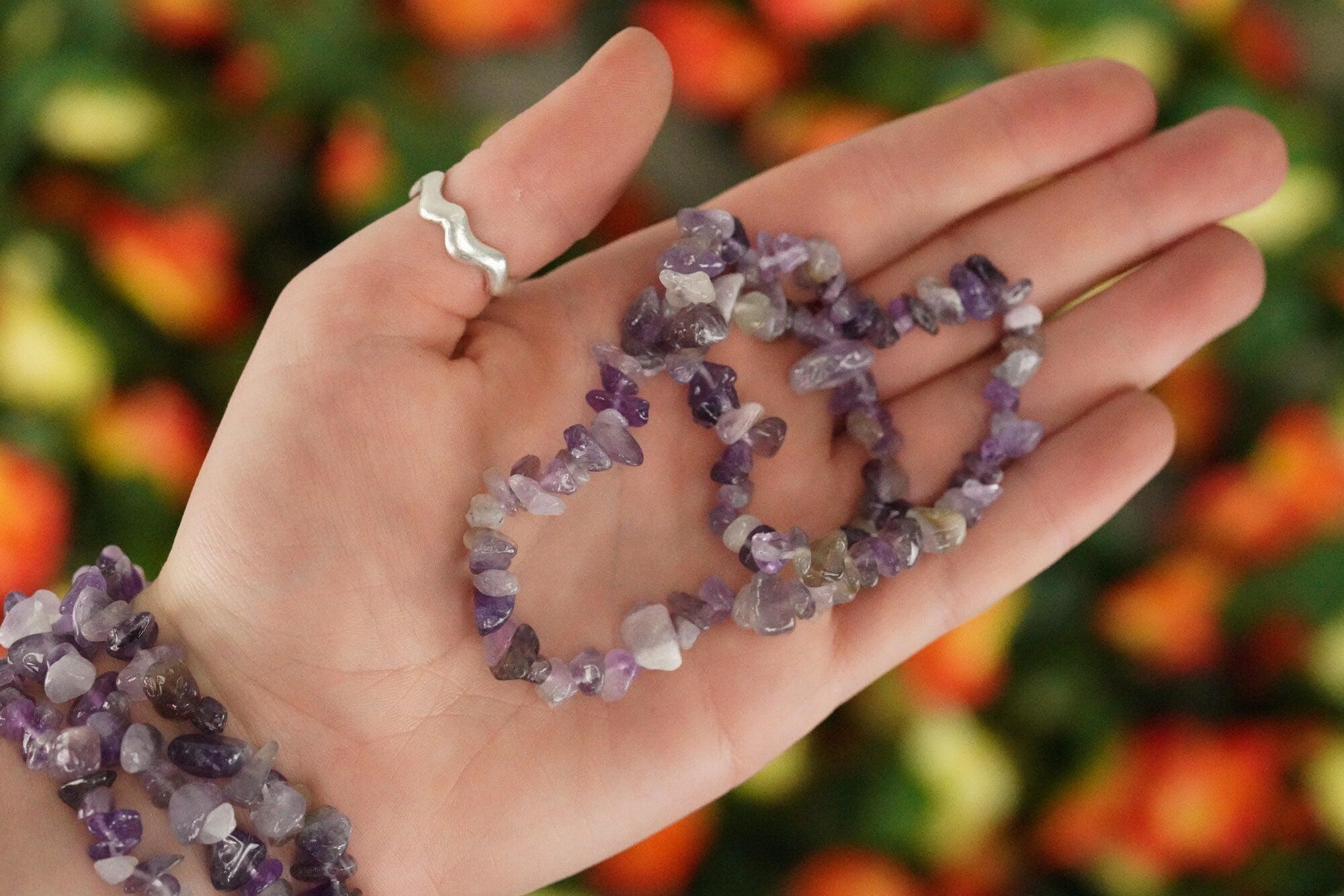 Amethyst Crystal Chip Bracelet