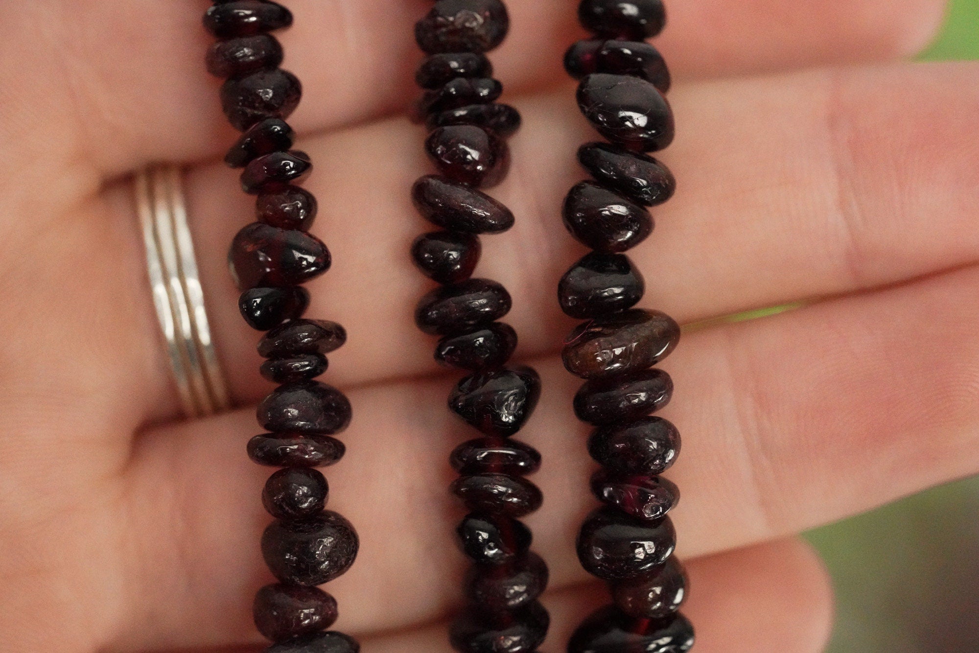 Garnet Tumbled Stone Crystal Chip Bracelet