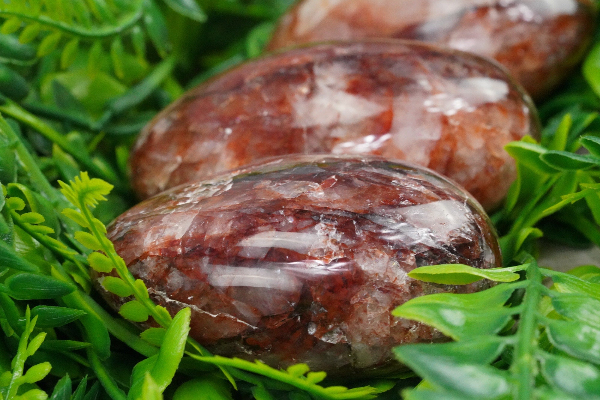 Red Hematoid Quartz Crystal Palm stone