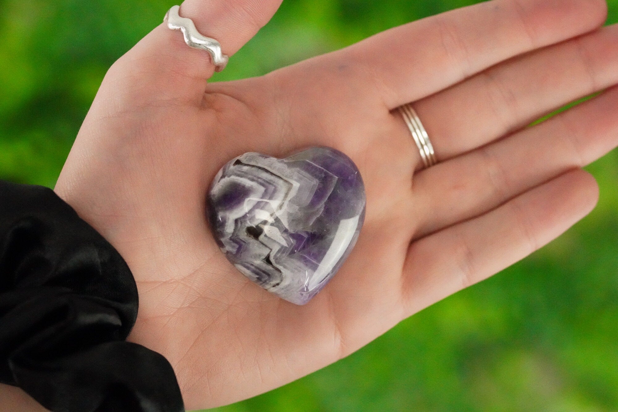 Large Chevron Amethyst Crystal Heart