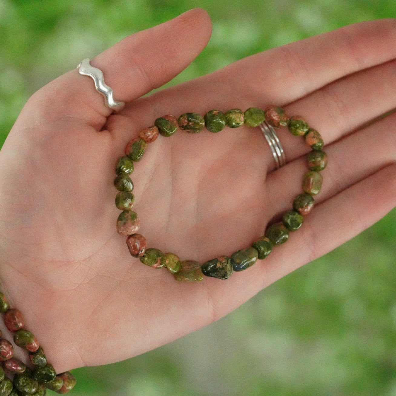 Unakite Tumbled Stone Bracelet