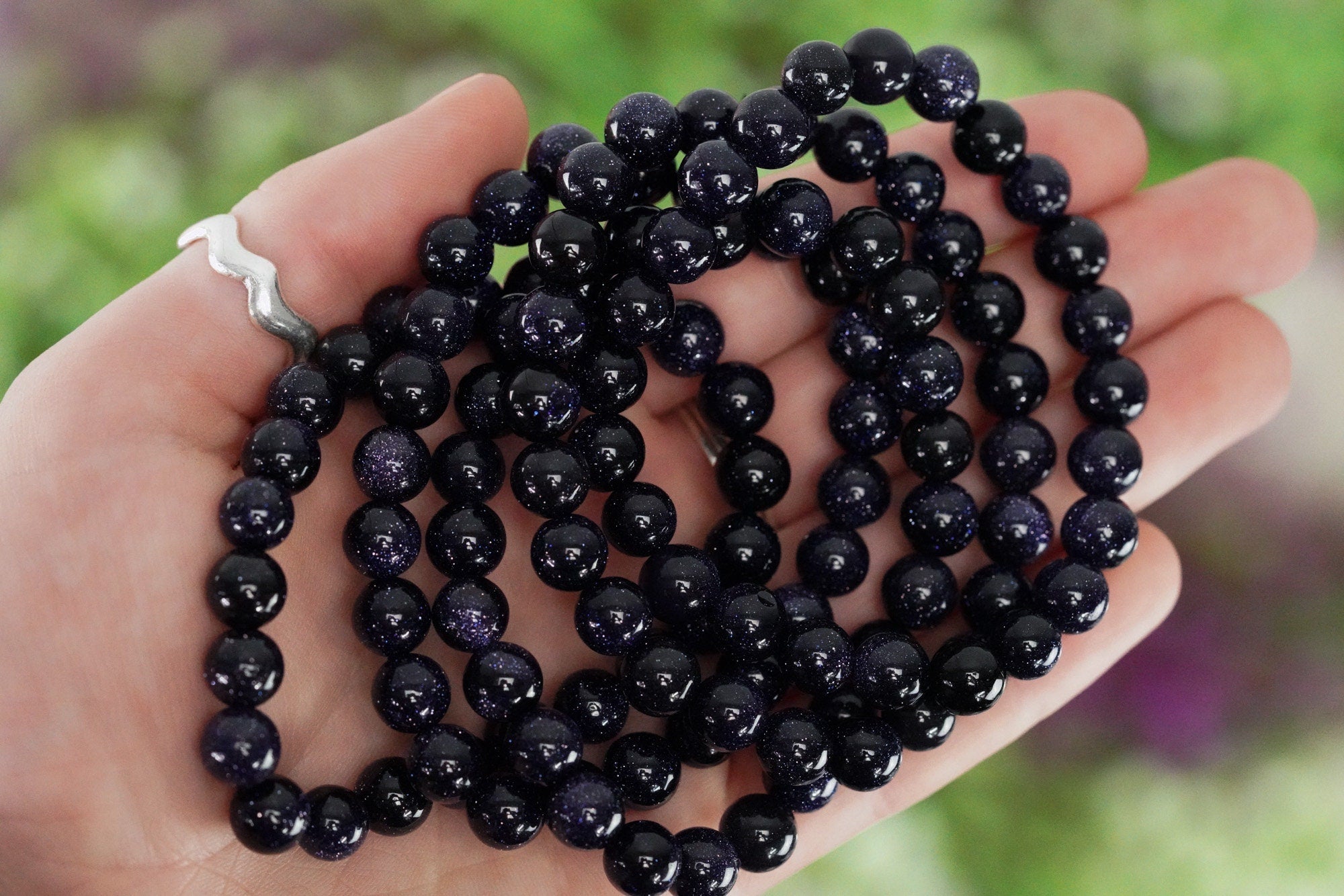 Blue Sandstone 8mm beads Stone Crystal Bracelet
