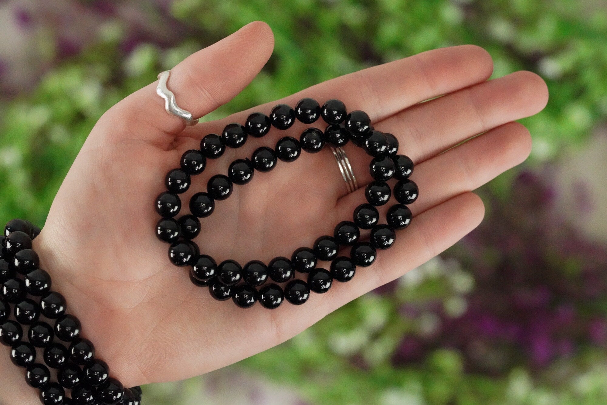 Black Tourmaline 8mm beads Stone Crystal Bracelet