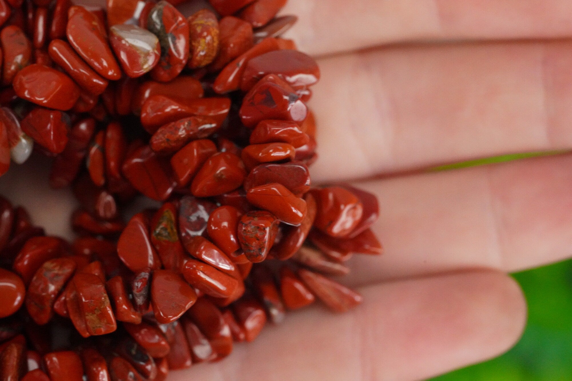 Red Jasper Tumbled Stone Crystal Chip Bracelet