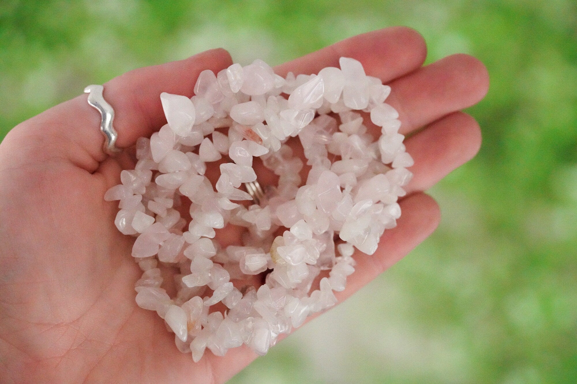 Rose Quartz Tumbled Stone Crystal Chip Bracelet