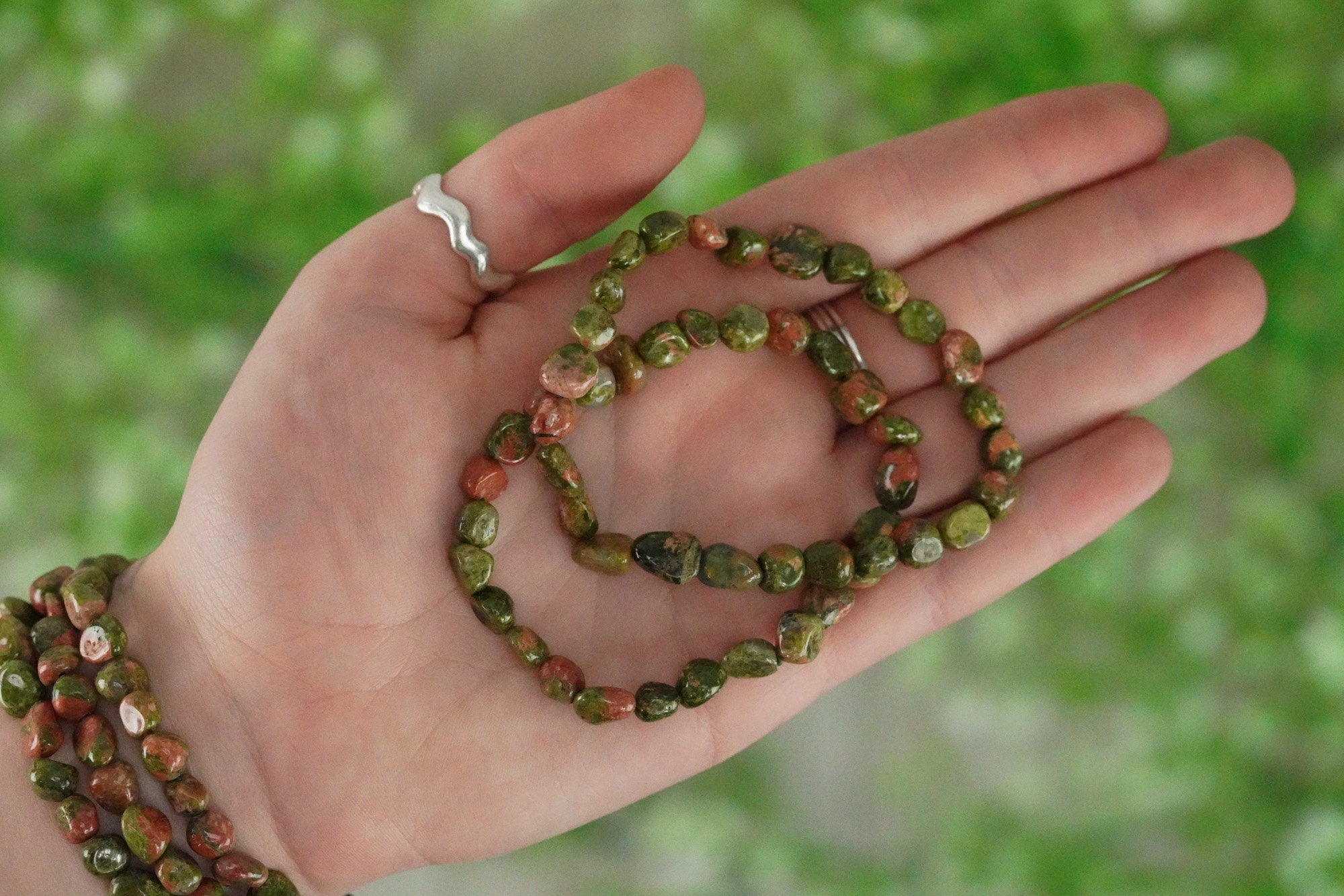 Unakite Tumbled Stone Bracelet