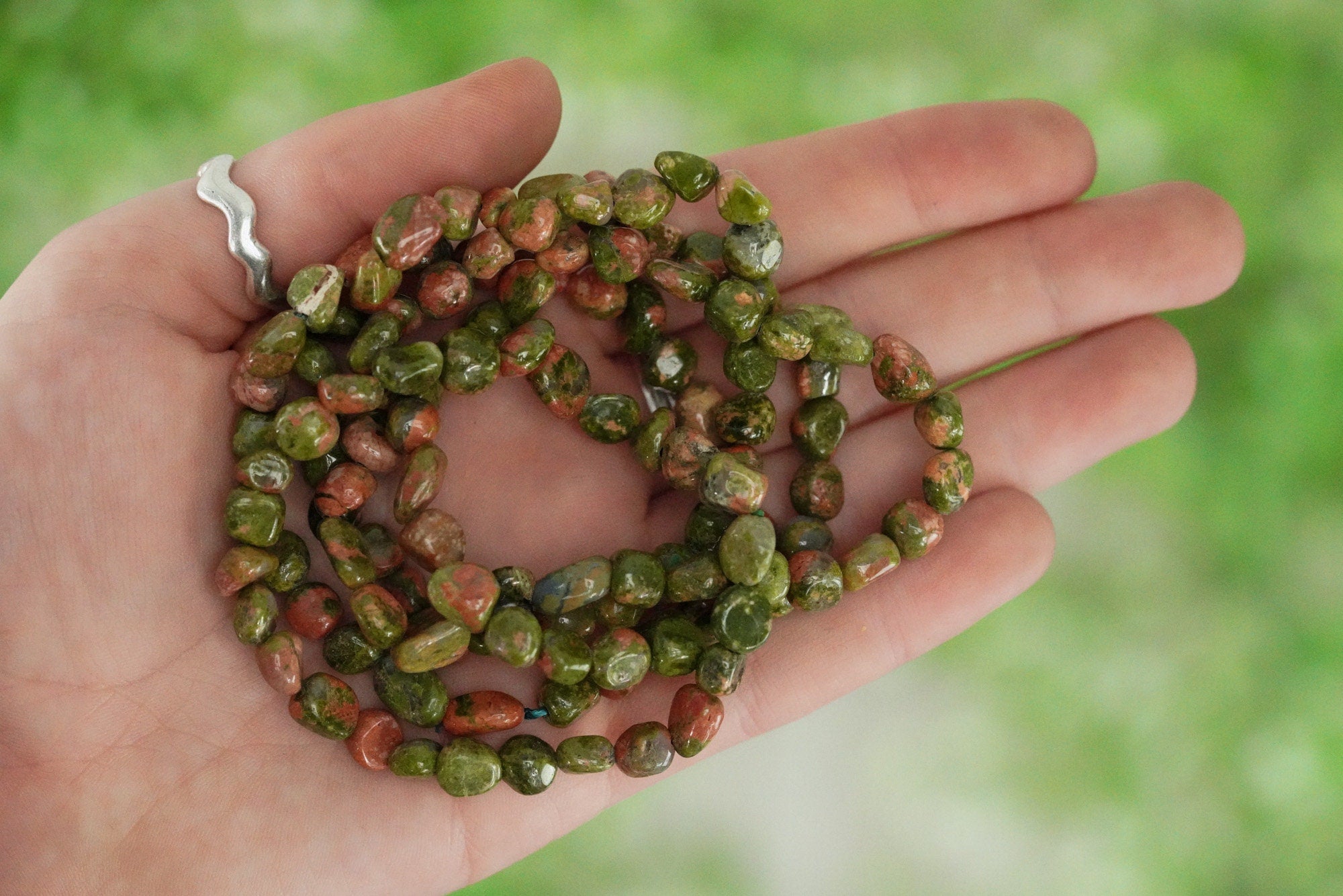 Unakite Tumbled Stone Bracelet